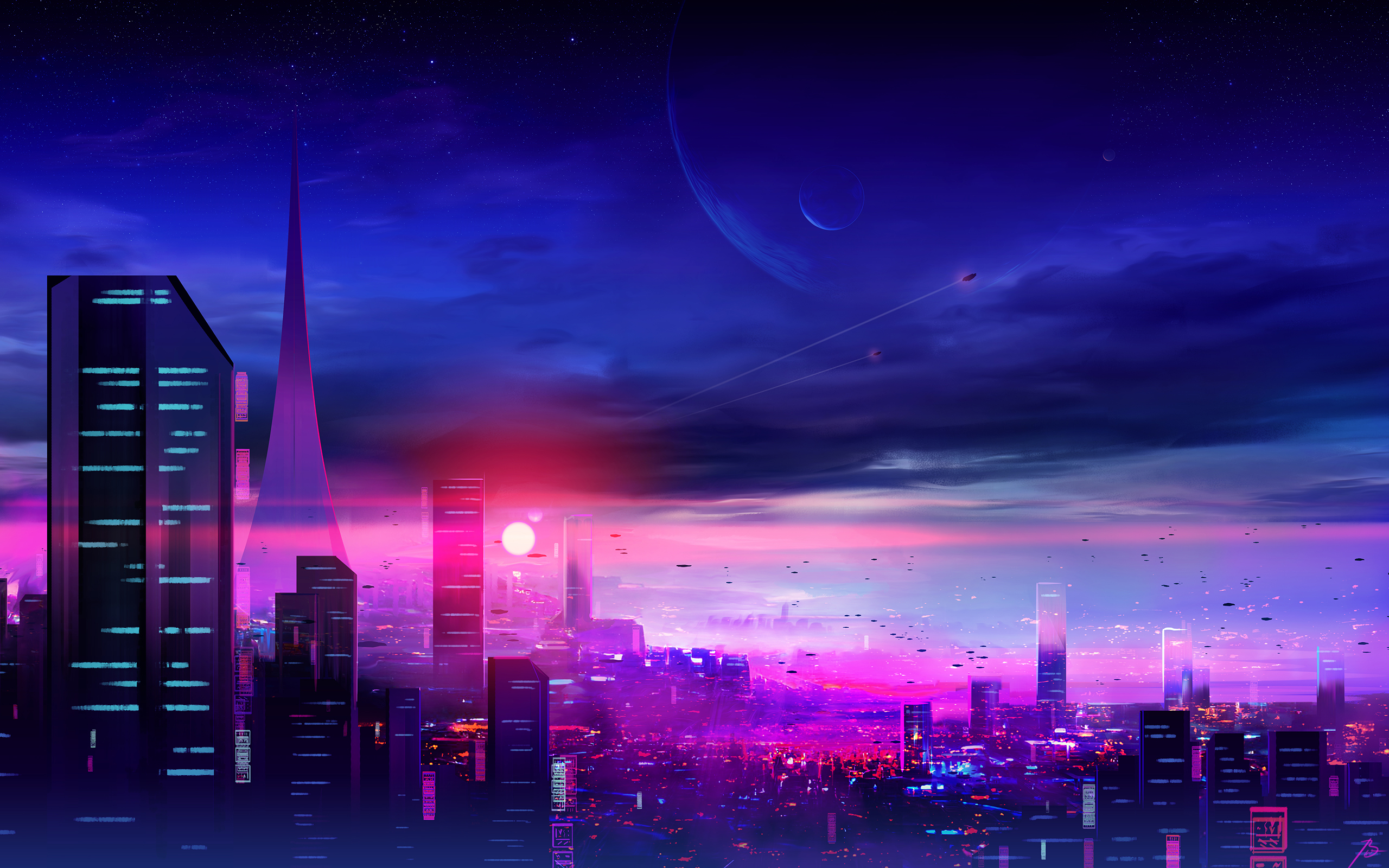 General 2560x1600 JoeyJazz cityscape digital painting science fiction cyberpunk Blade Runner digital art