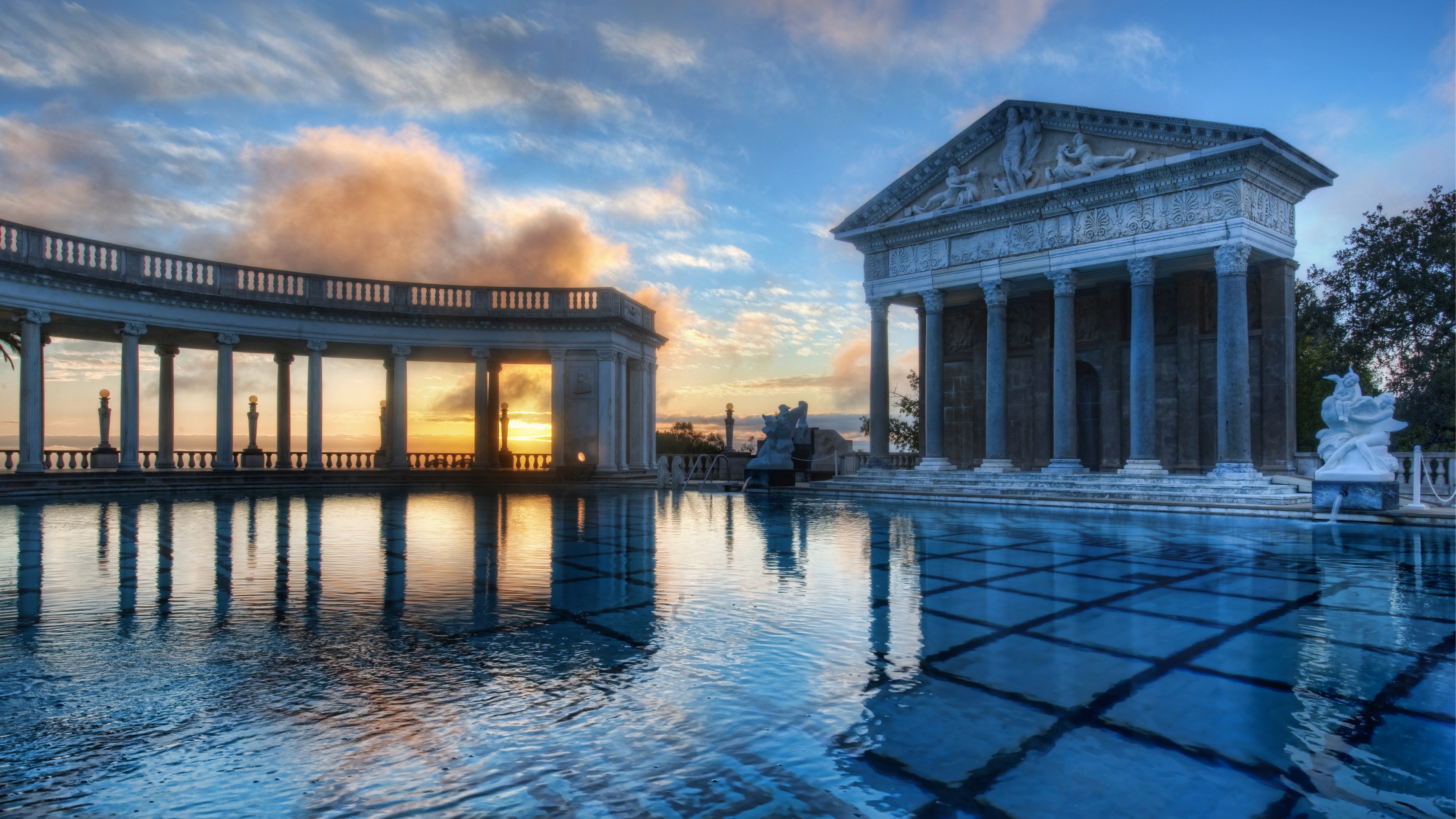 General 3840x2160 4K photography California water reflection sky clouds hearst castle