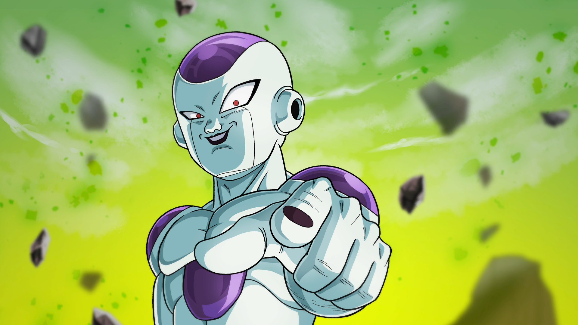 Anime 1920x1080 Dragon Ball Z rocks Dragon Ball Super finger pointing blurred looking at viewer blurry background anime creatures Frieza