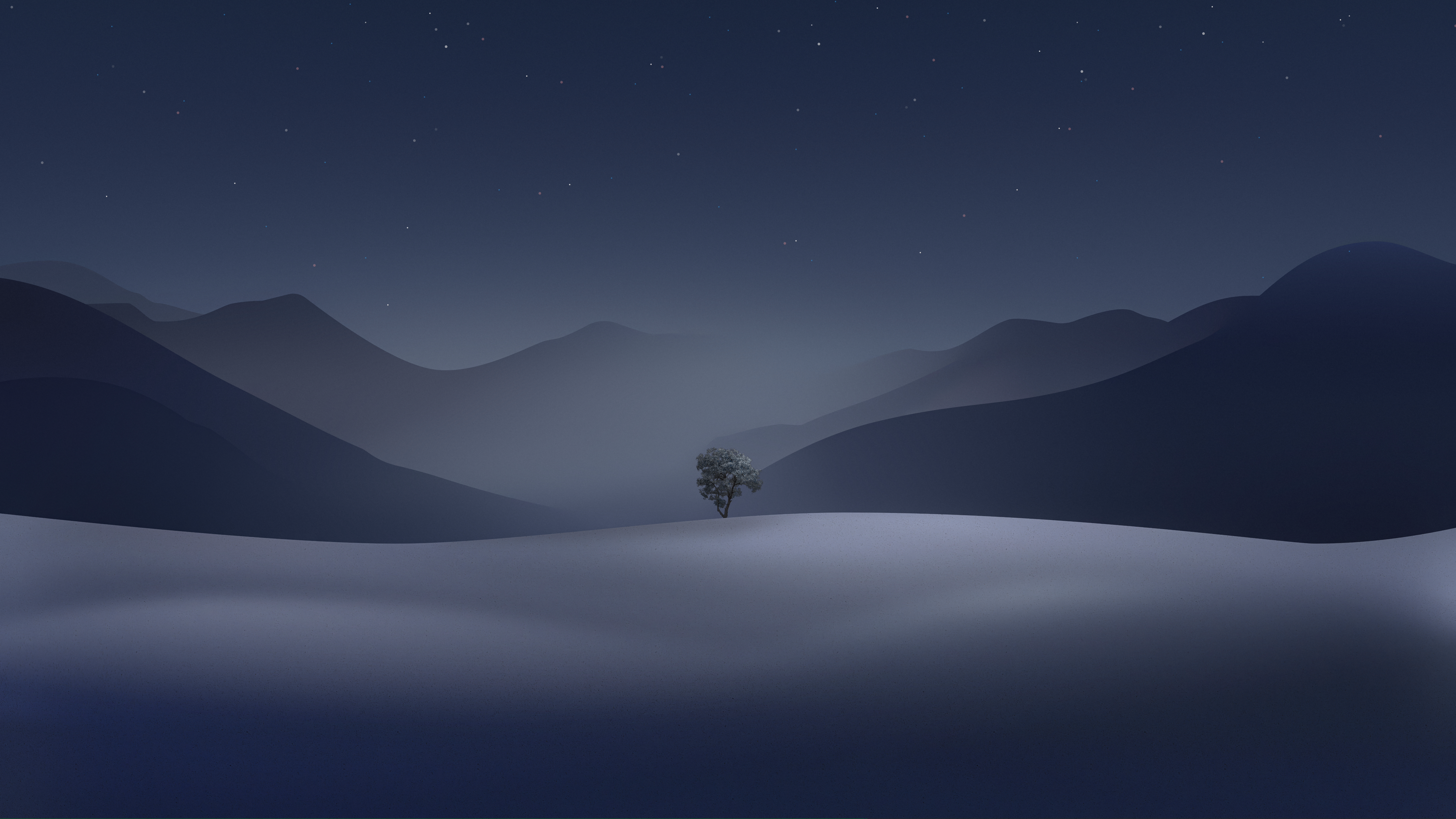 General 6016x3385 Basic apple guy digital art artwork illustration landscape night nightscape mountains field simple background minimalism trees nature stars sky