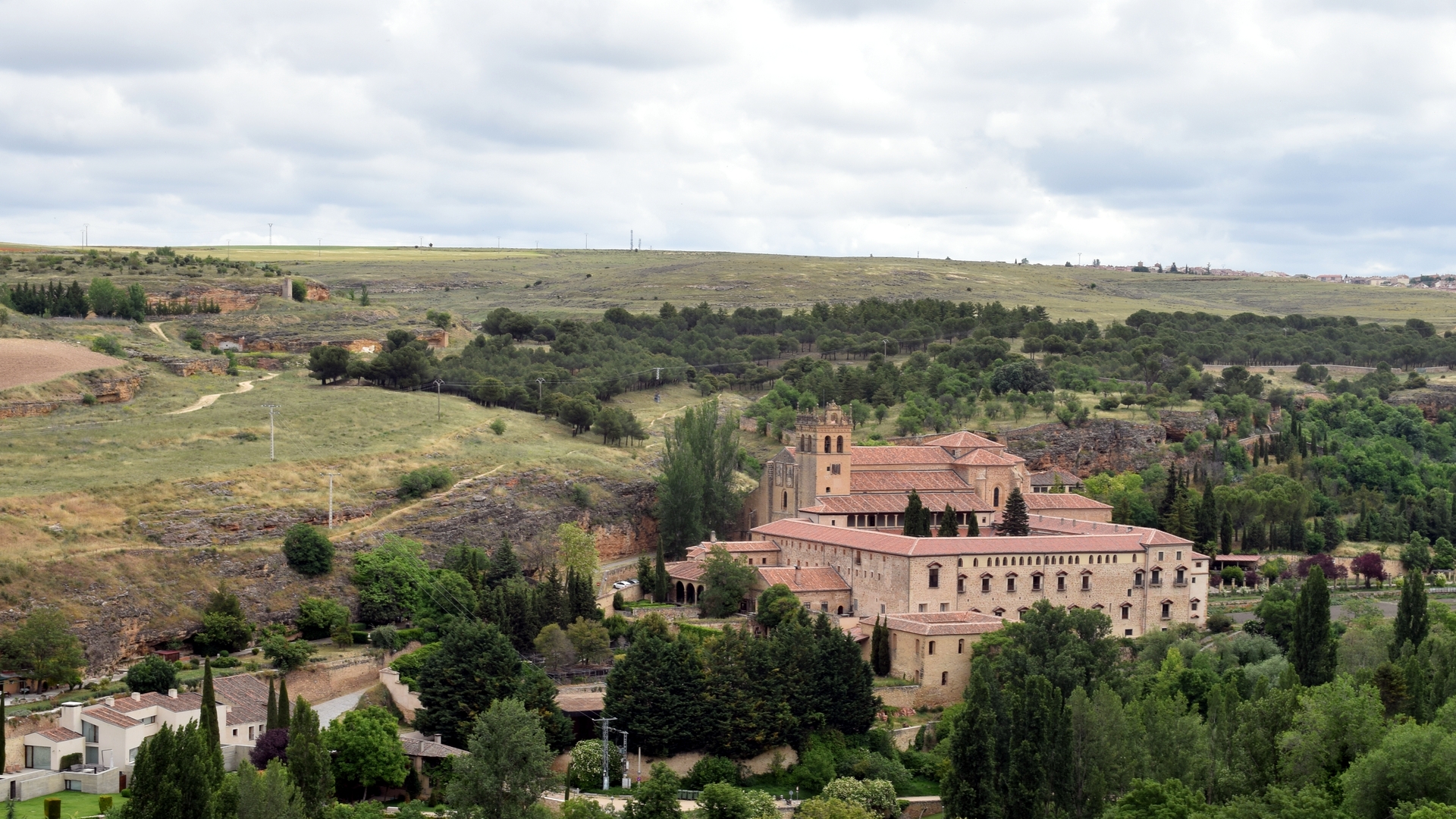 General 1920x1080 Segovia Castilla y León Spain monastery architecture landscape trees clouds sky building