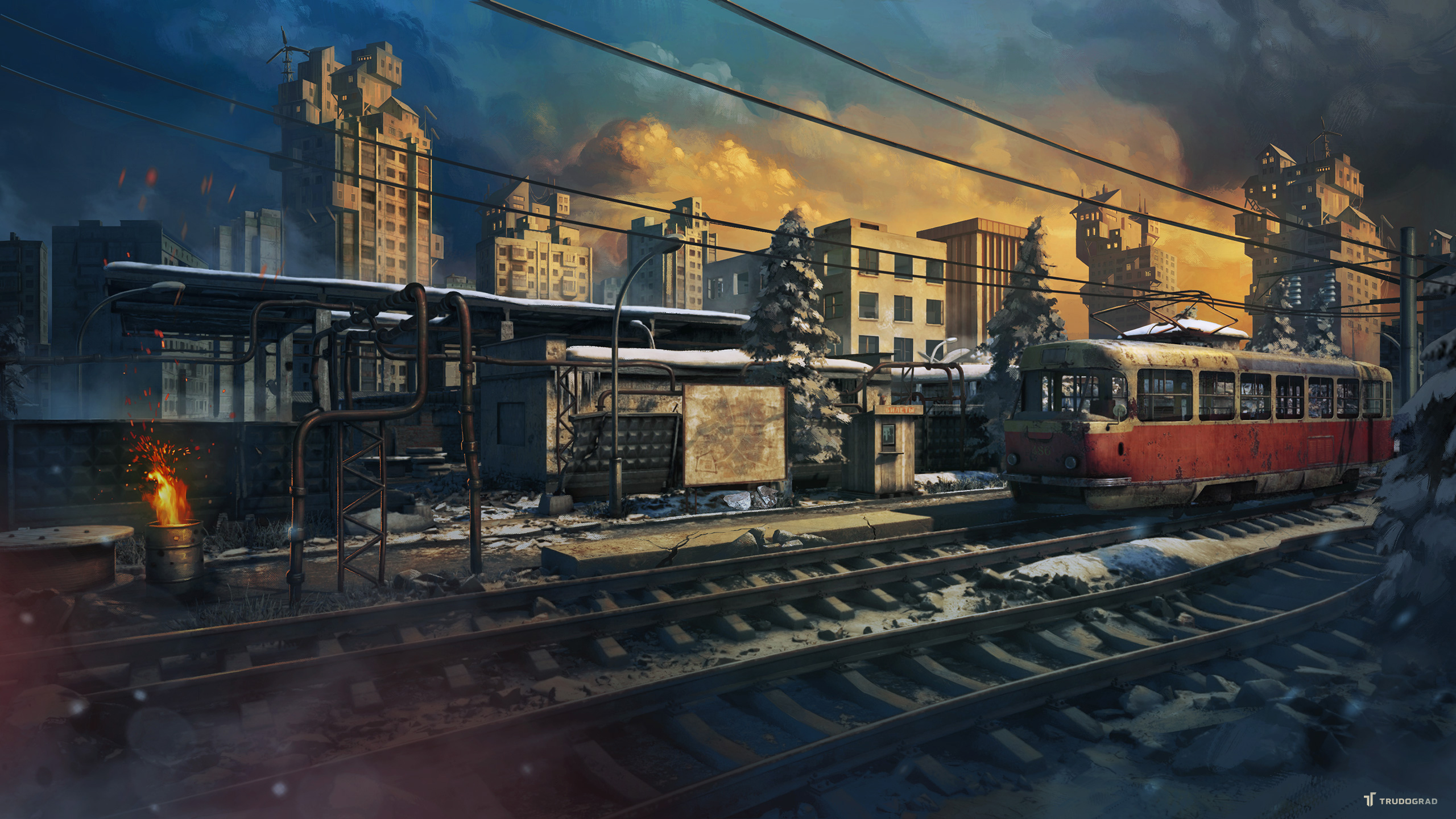 General 2560x1440 ATOM RPG RPG Trudograd train ruins railway city video game art video games