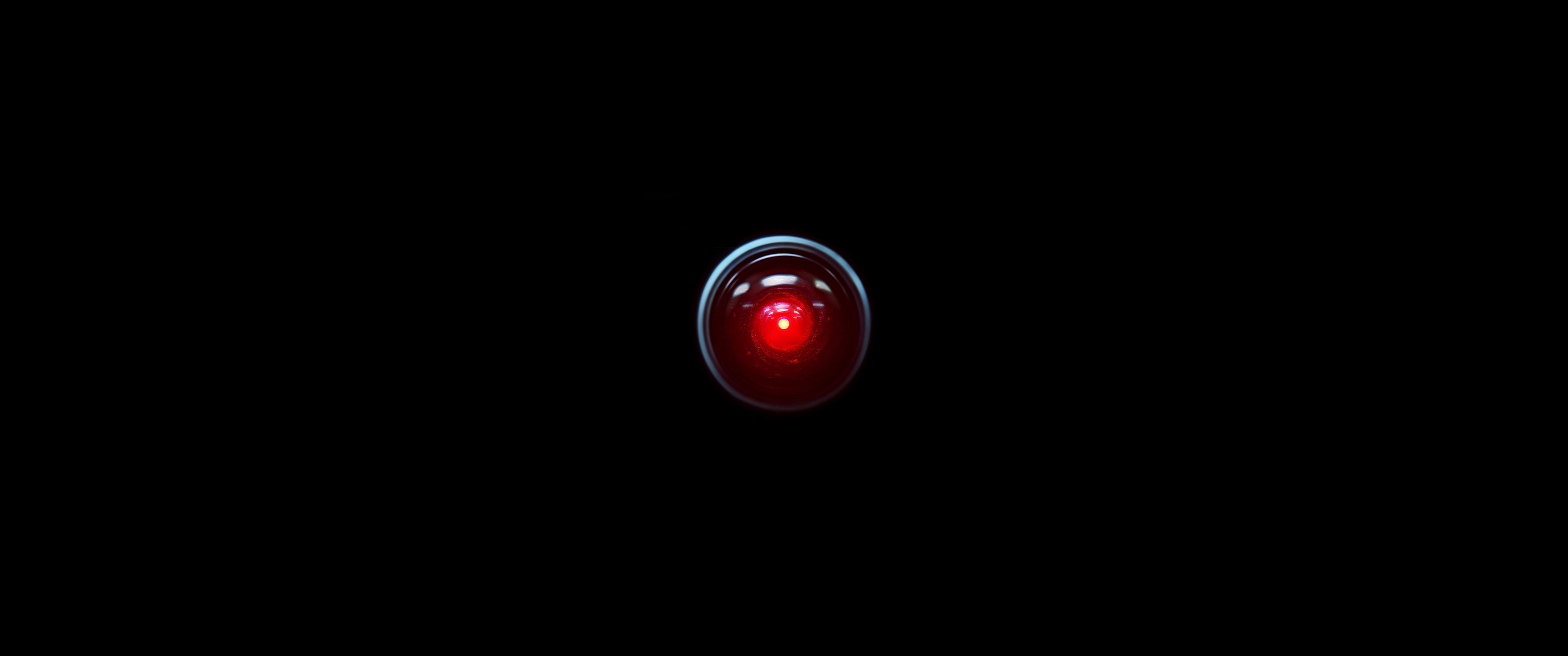 General 3440x1440 computer technology black background HAL 9000 minimalism simple background 2001: A Space Odyssey movie characters