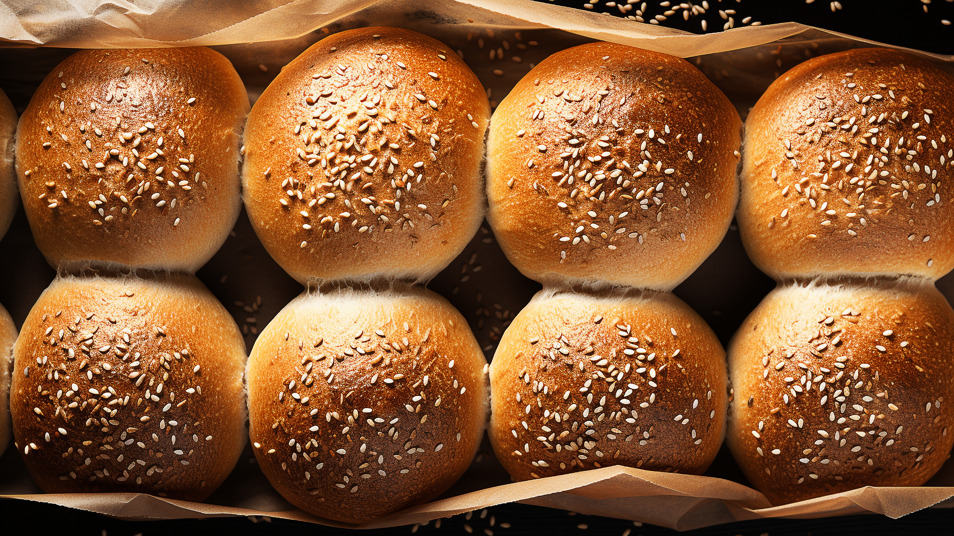 General 1920x1080 AI art bread wheat buns digital art food top view