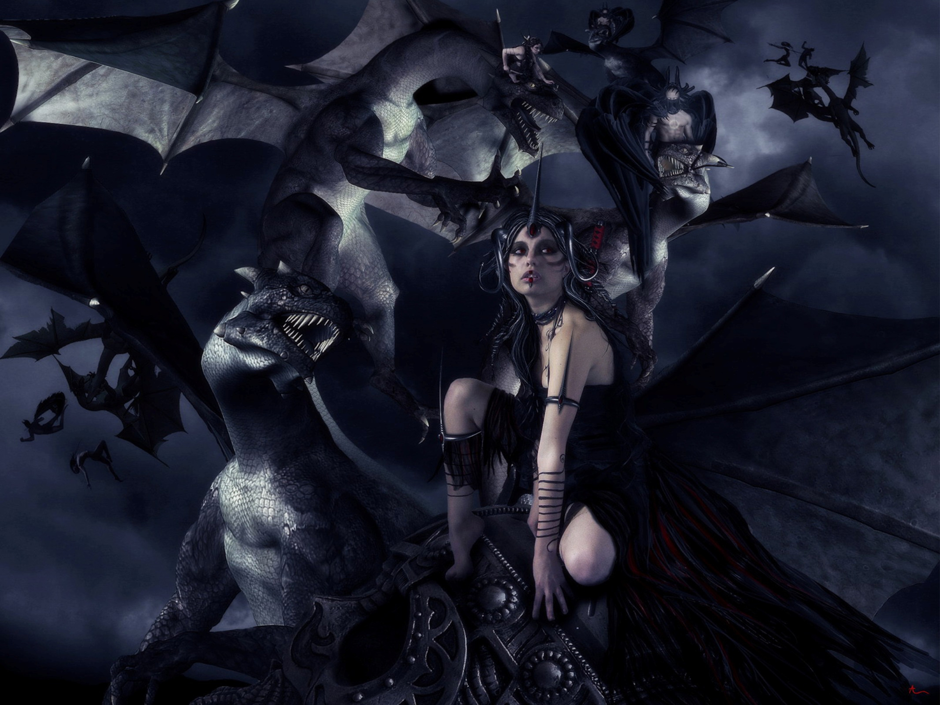 General 1920x1440 women succubus demon girls demoness demon fantasy girl creepy fantasy art dark fantasy evil digital art horror dragon female warrior