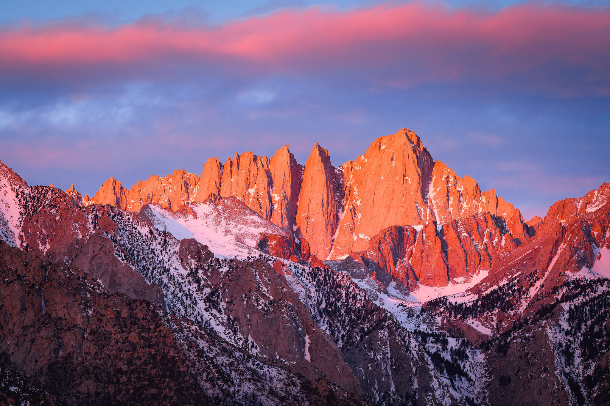 General 2048x1366 photography Joshua Cripps landscape depth of field California USA outdoors nature sky sunset environment rocks cold sunrise rock formation Dolomites mountains skyscape