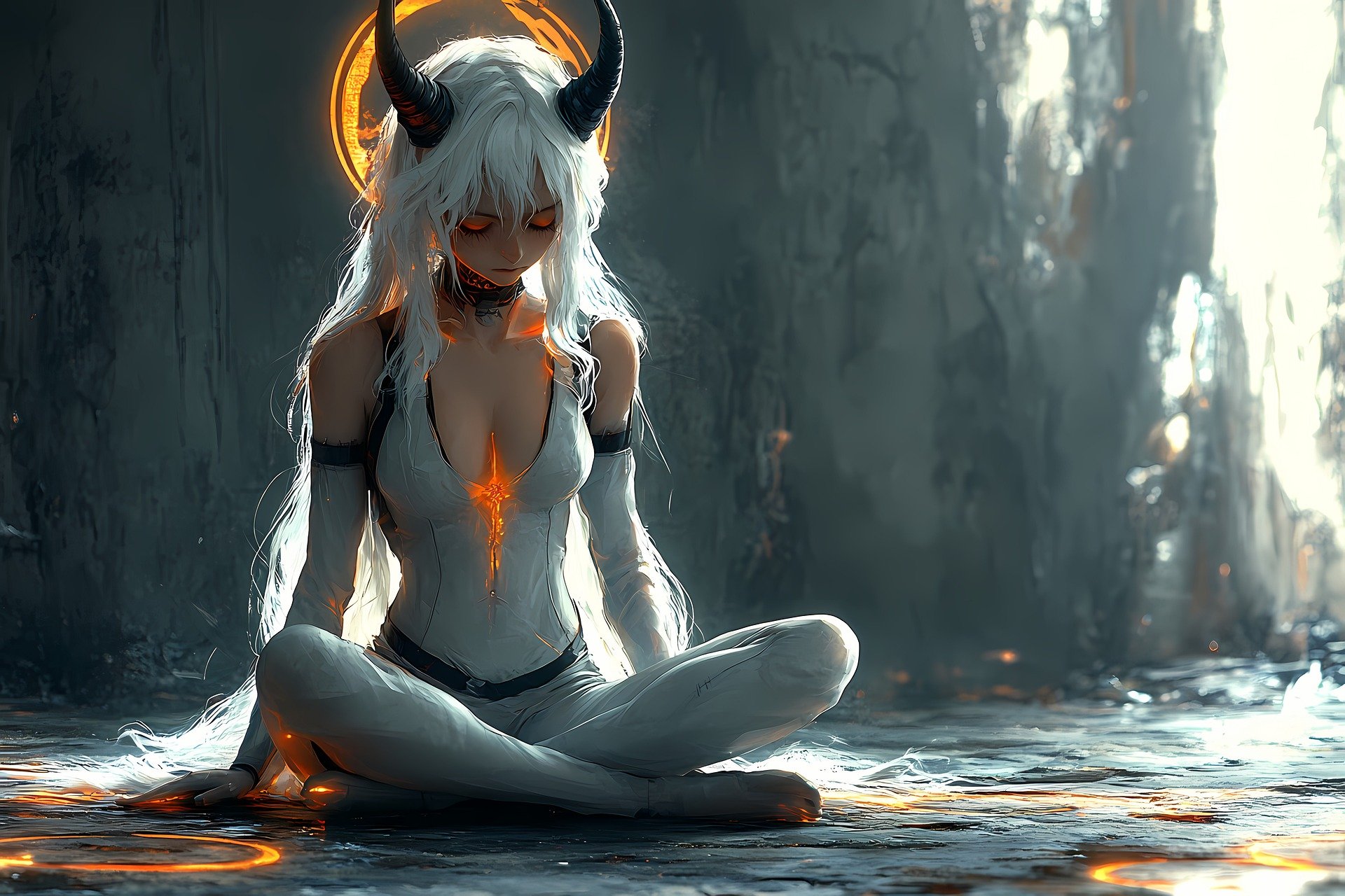 Anime 1920x1280 AI art demon horror evil dark fantasy fantasy art demon girls succubus demoness fantasy girl digital art