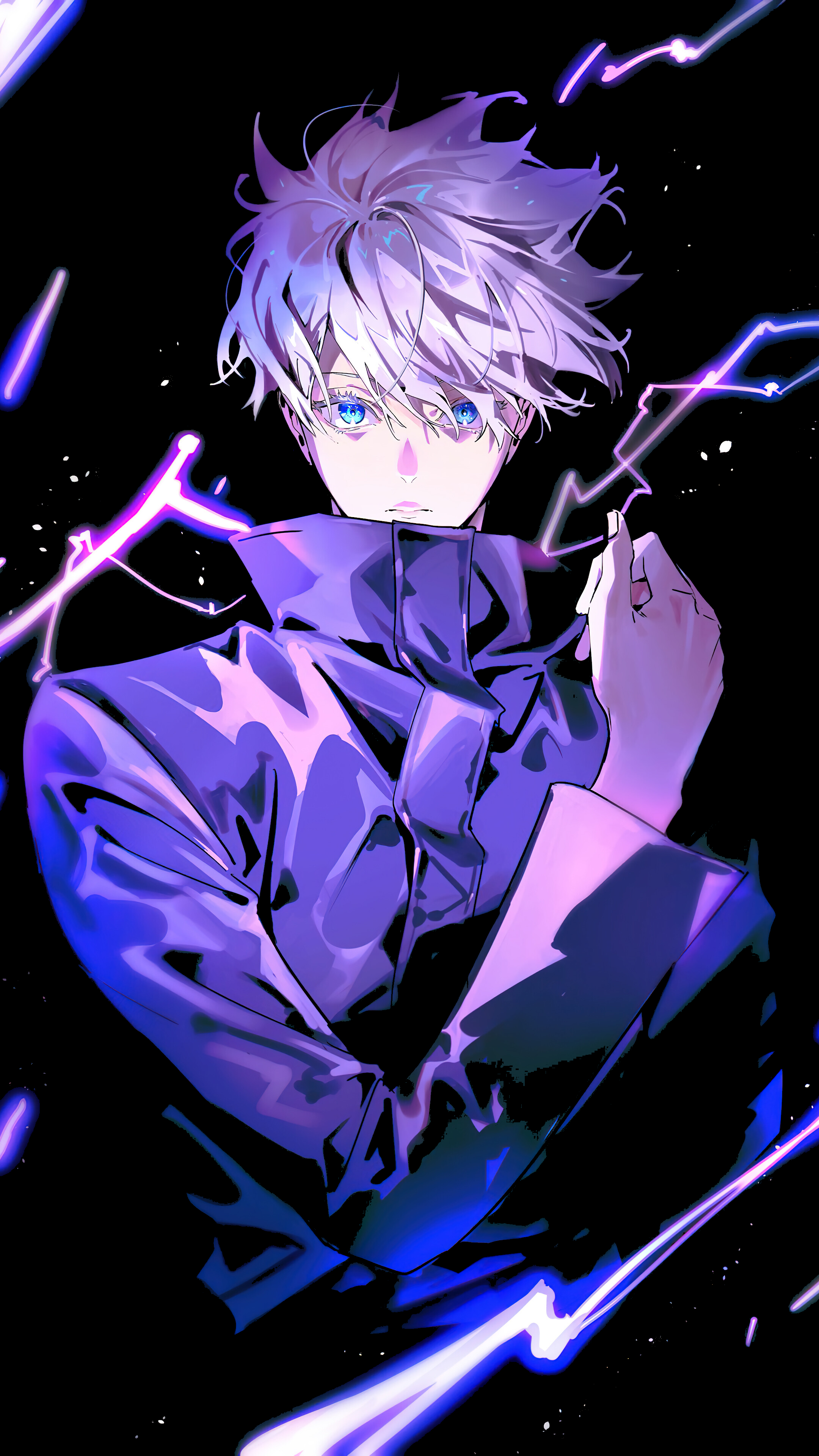 Anime 2160x3840 anime anime boys Satoru Gojo Jujutsu Kaisen blue eyes portrait display lightning