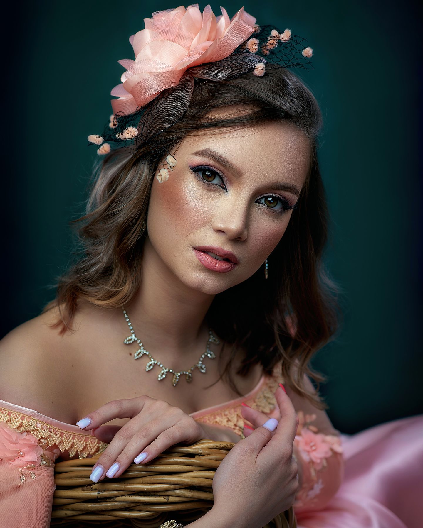 People 1440x1800 Vadim Kuzmichev women makeup glamour pink clothing portrait model brunette studio