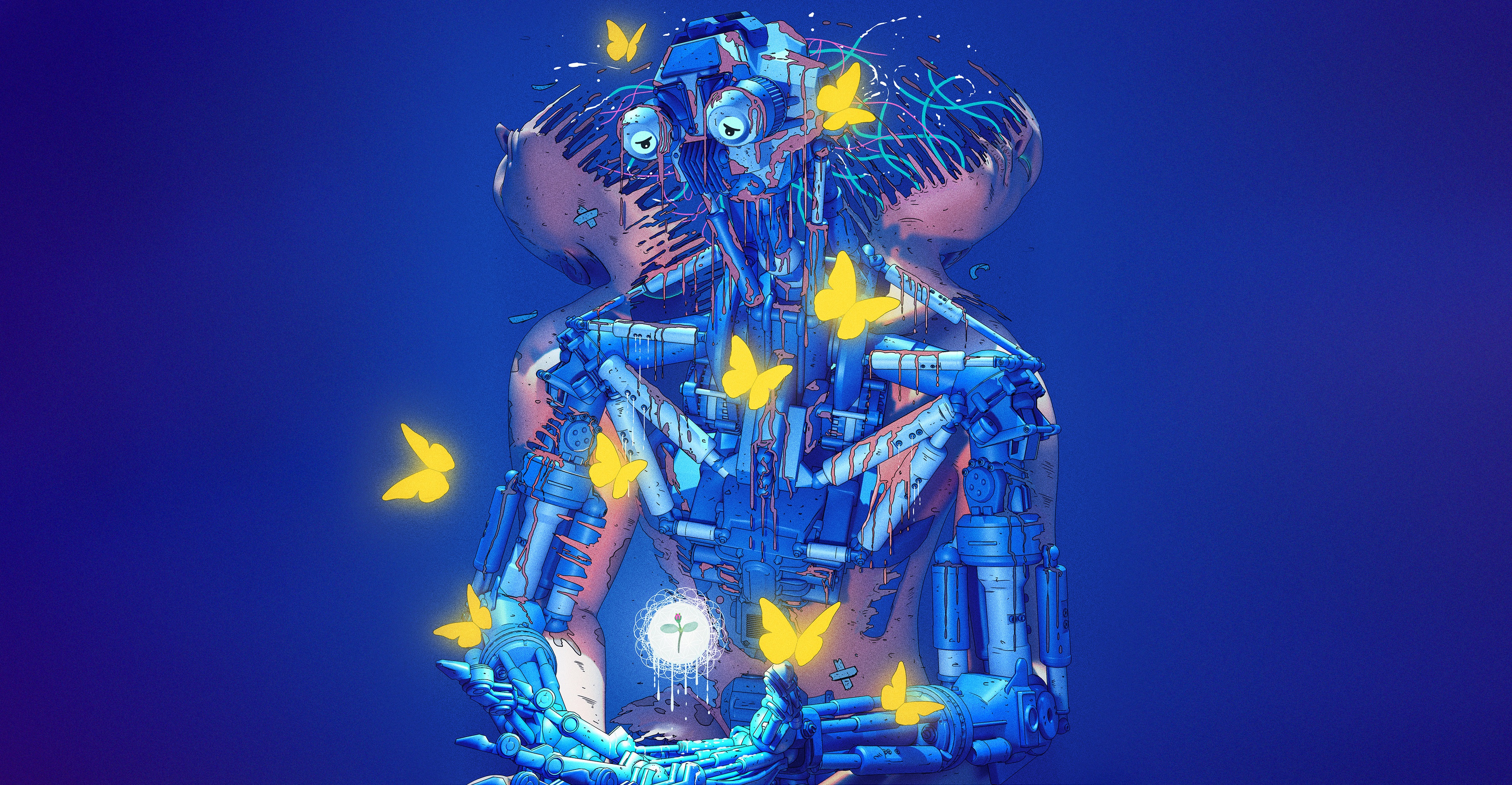 General 3600x1870 Nick Sullo digital art cyberpunk butterfly fantasy art