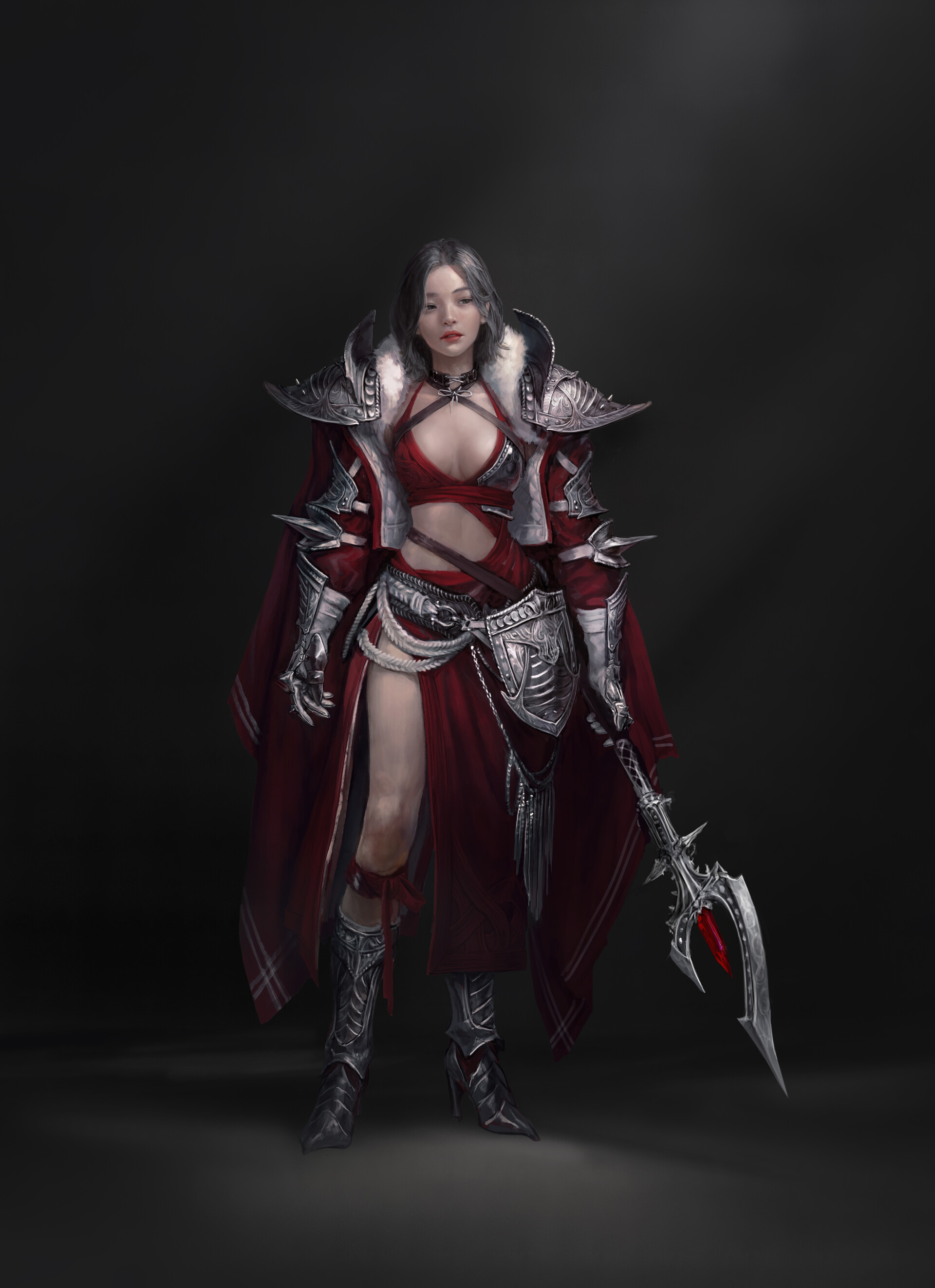 General 1920x2644 Sehun Jeong drawing women armor weapon red clothing