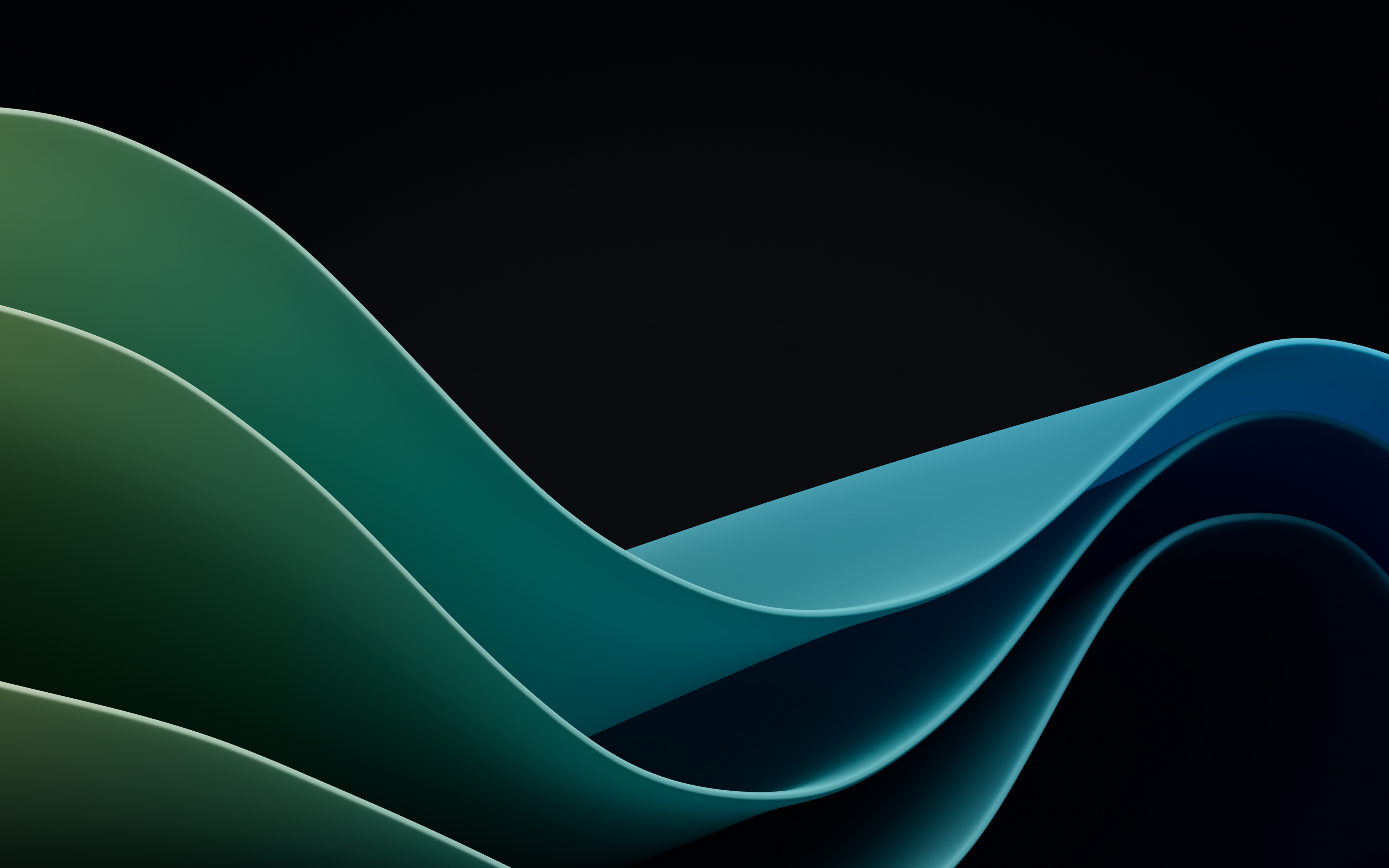 General 3840x2400 Microsoft digital art dark background colorful waveforms Windows 11 simple background minimalism