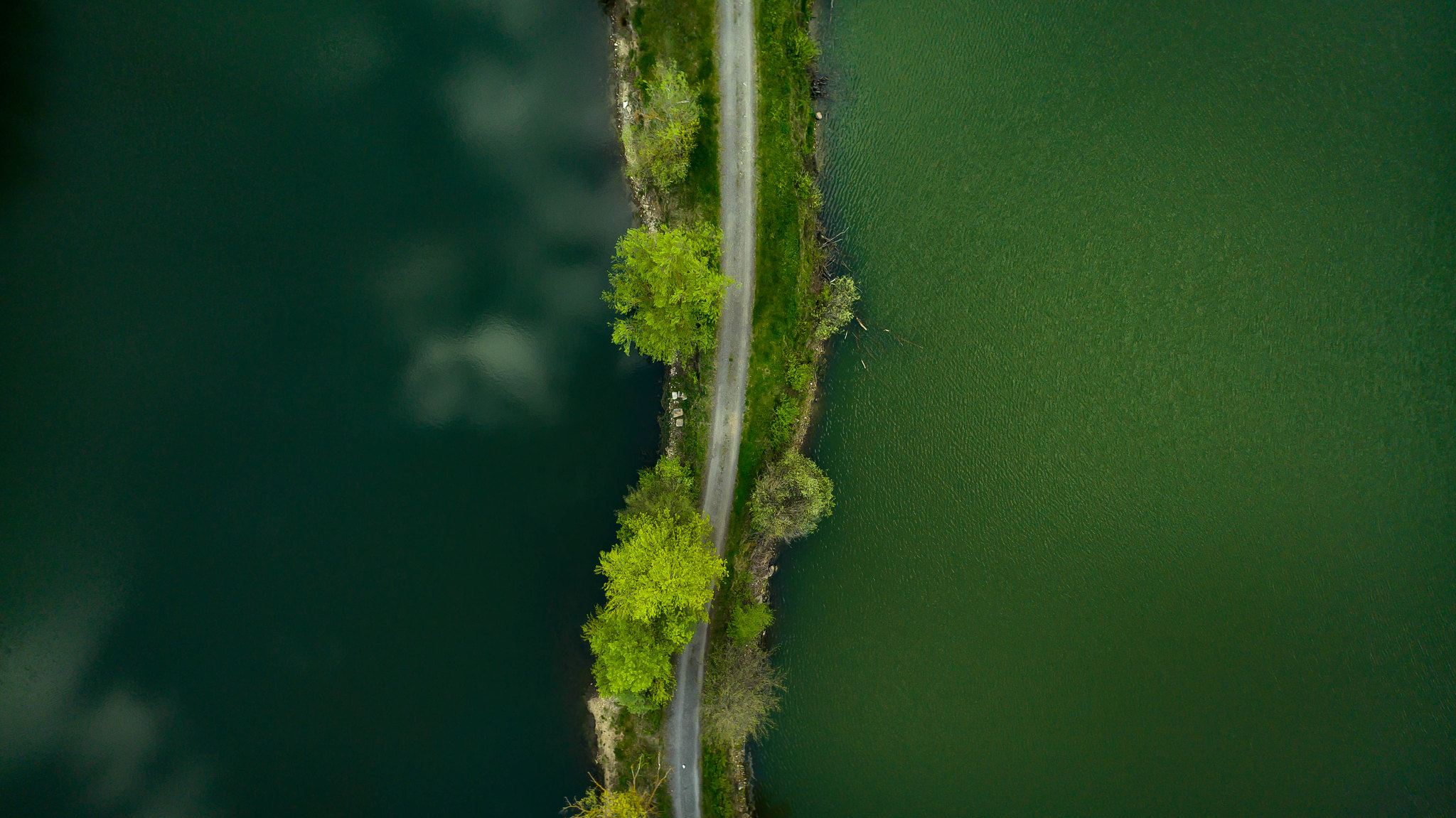 General 2048x1151 nature road trees water lake water ripples aerial view drone photo