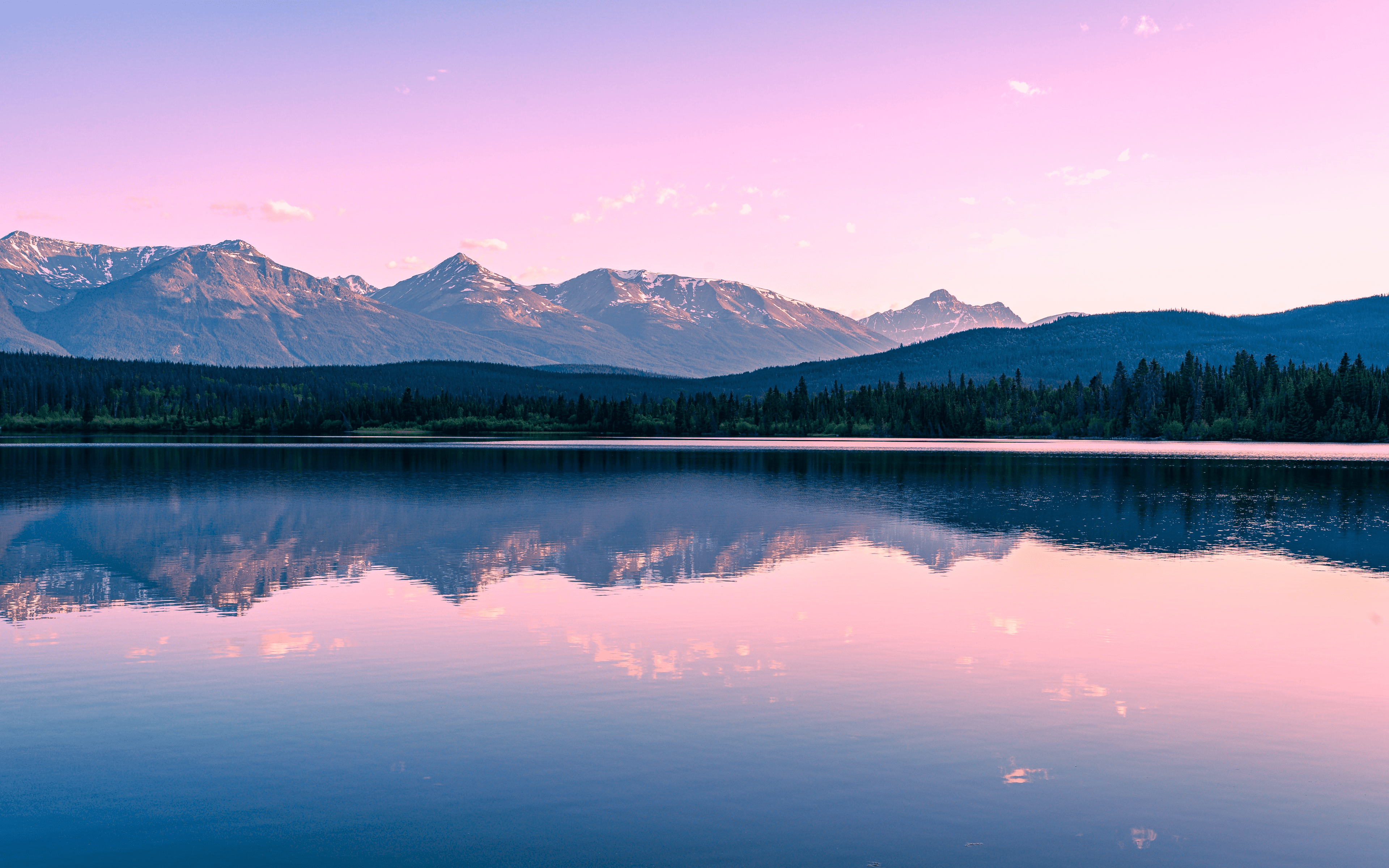 General 3840x2400 nature landscape mountains trees clouds sky water reflection morning Pyramid Lake Jasper National Park Canada Dennis Mita