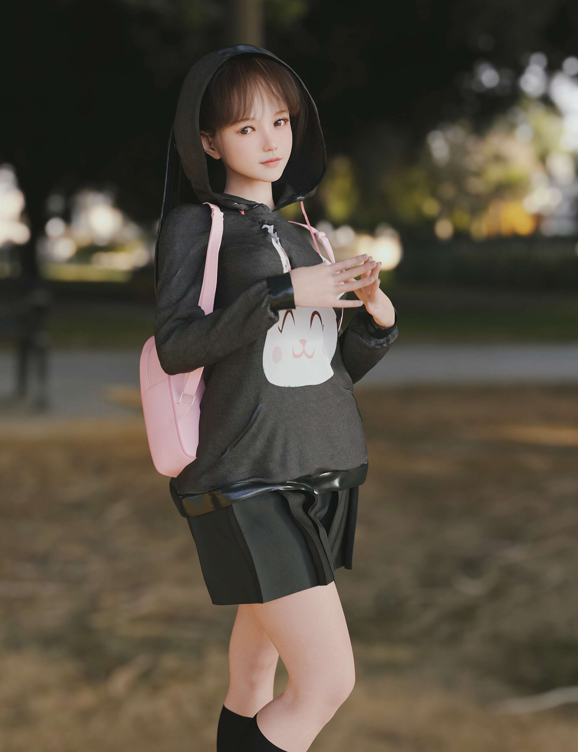 General 2000x2600 fantasy girl CGI Asian backpacks hoods