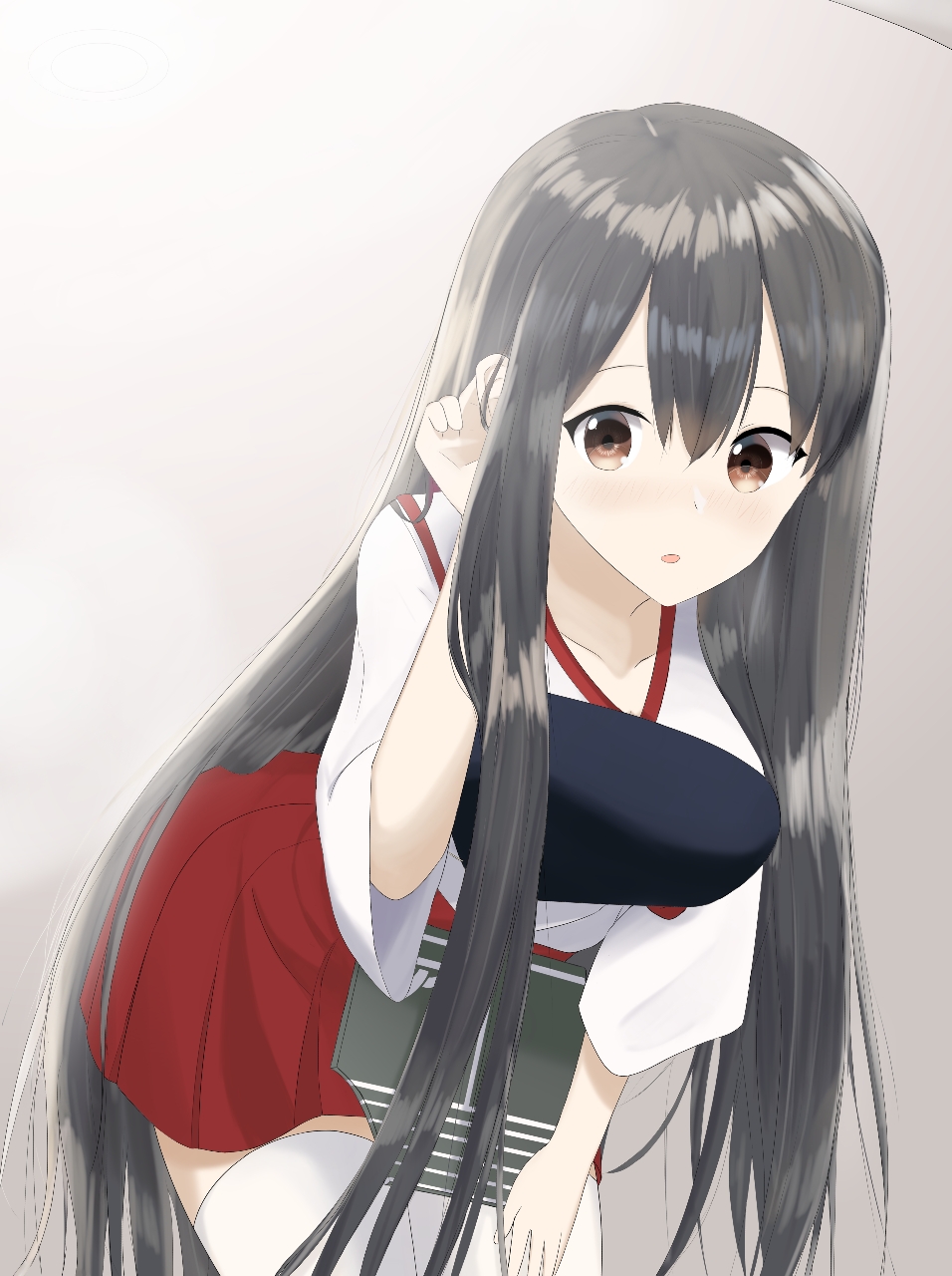 Anime 956x1280 anime anime girls Kantai Collection Akagi (KanColle) long hair brunette solo artwork digital art fan art