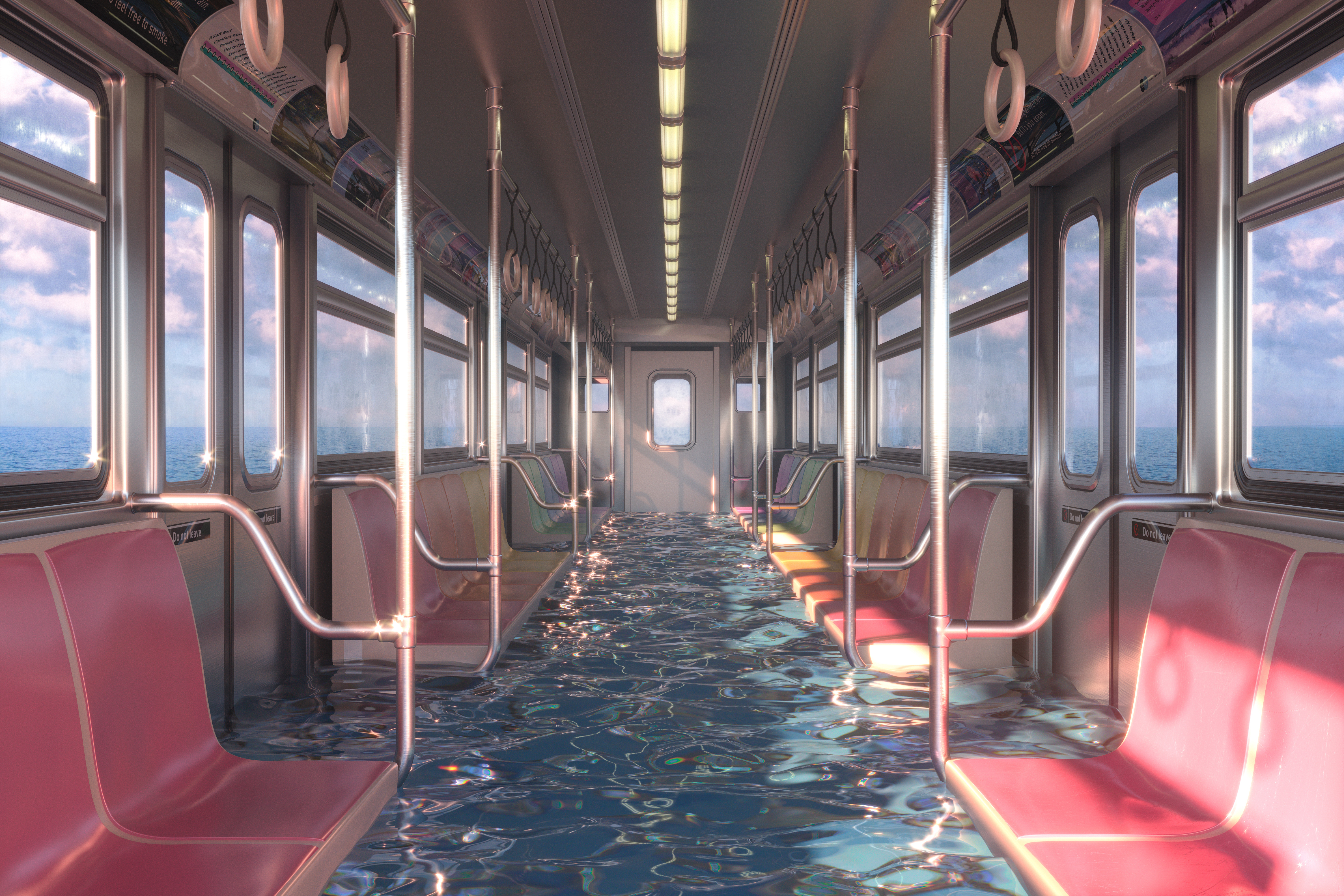 General 6000x4000 digital art artwork illustration abstract water clouds subway train ArtStation