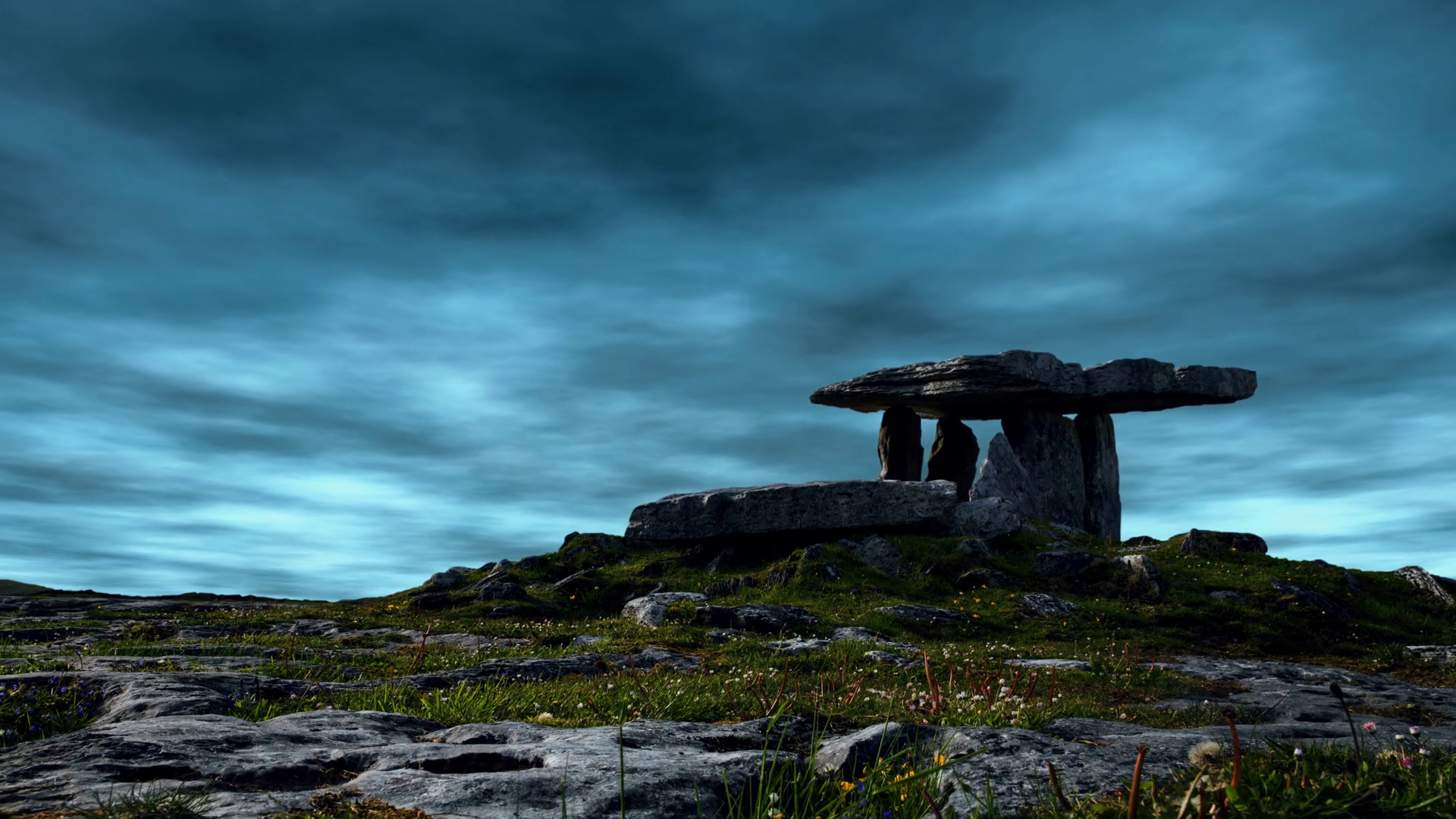 General 1920x1080 architecture ruins dolmen Ireland sky clouds rocks