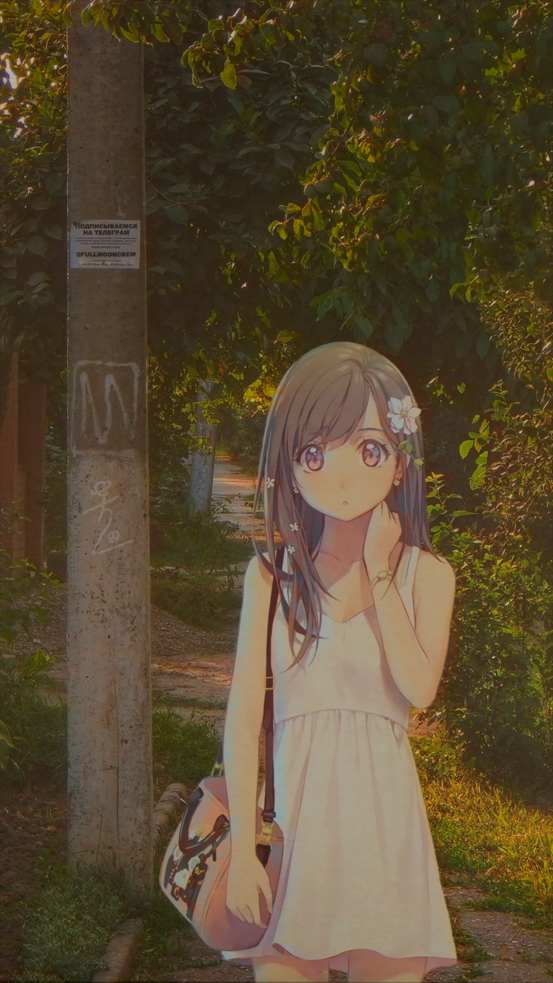 Anime 1080x1920 walkway animeirl anime girls purse flower in hair loli small boobs