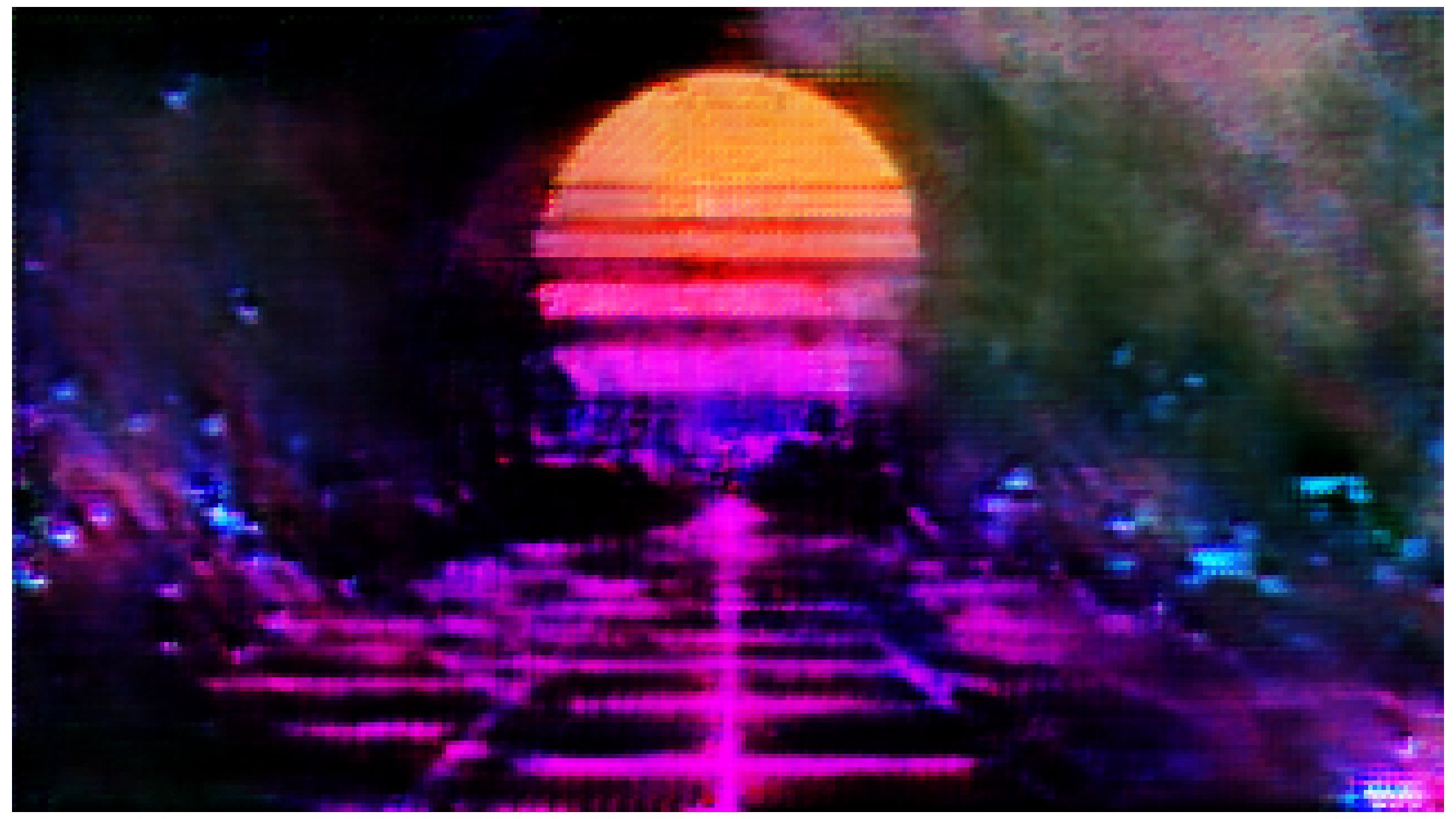 General 2304x1296 vaporwave synthwave neon Sun glitch art retrowave digital art frame