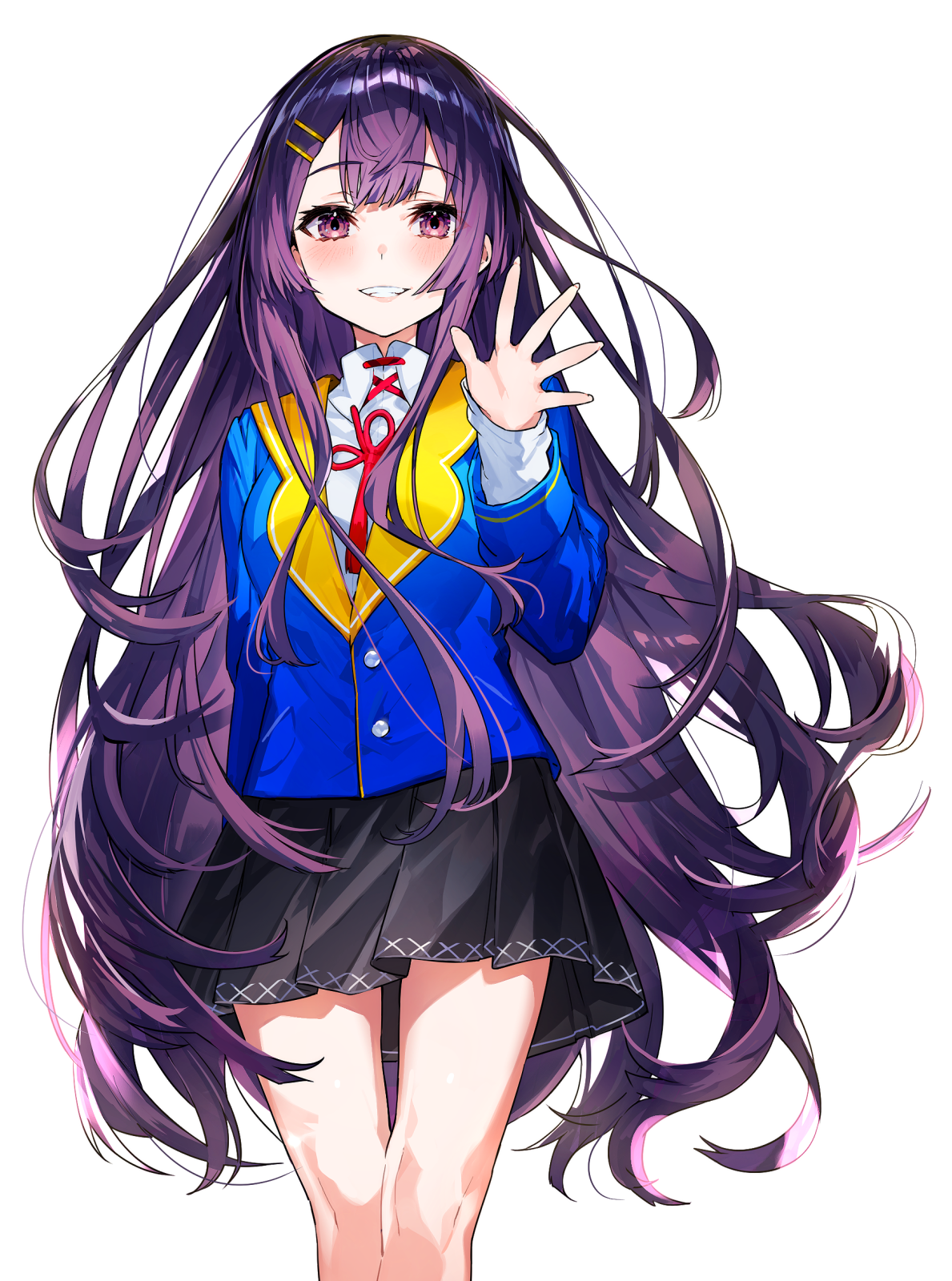 Anime 1189x1600 anime anime girls digital art artwork 2D portrait display mika pikazo long hair purple hair purple eyes smiling school uniform