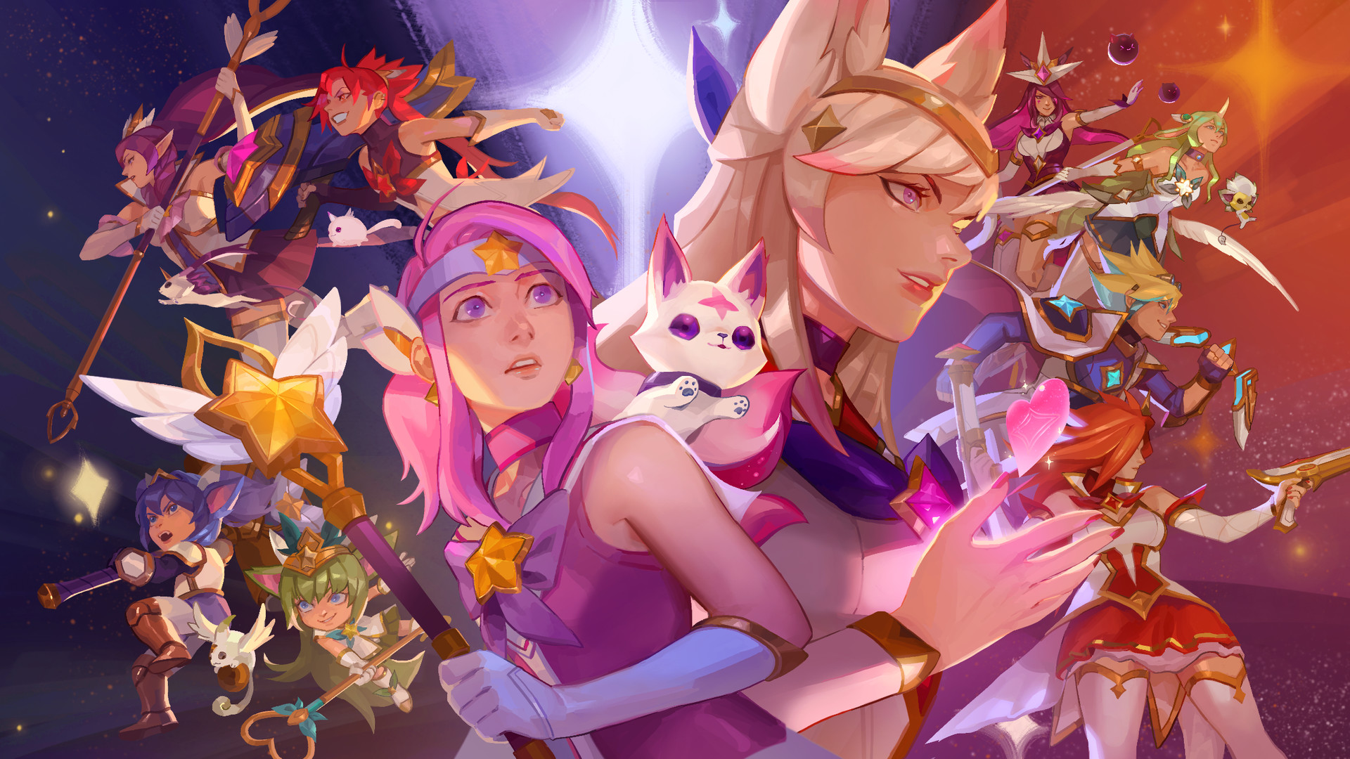 Anime 1920x1080 Riot Games League of Legends Star Guardian Lux (League of Legends) Star Guardian Ahri Star Guardian Ezreal Star Guardian Miss Fortune Syndra (League of Legends) Poppy (League of Legends) Jinx (League of Legends) Lulu (League of Legends) Janna (League of Legends) Miss Fortune (League of Legends) PC gaming video game girls video game characters