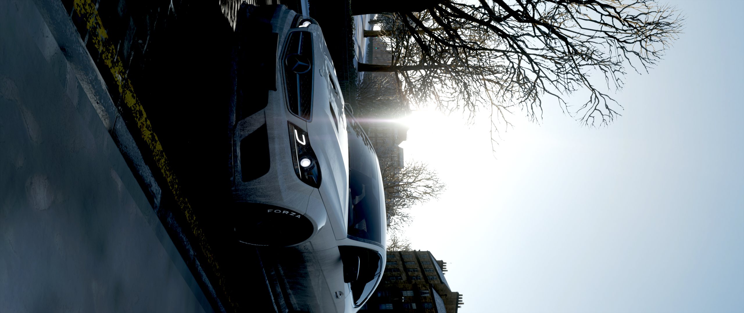 General 2560x1080 car car park portrait display Forza Horizon PlaygroundGames video games Mercedes-Benz German cars