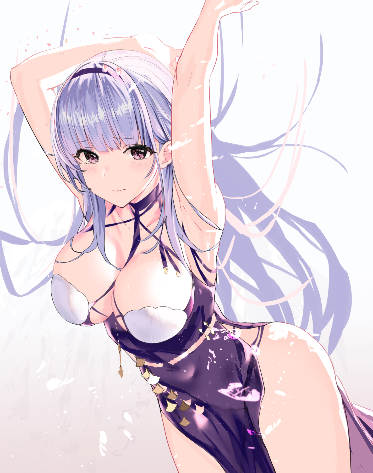 Anime 1560x1976 anime girls Azur Lane Dido (Azur Lane) Temir cleavage dress thighs big boobs boobs purple hair