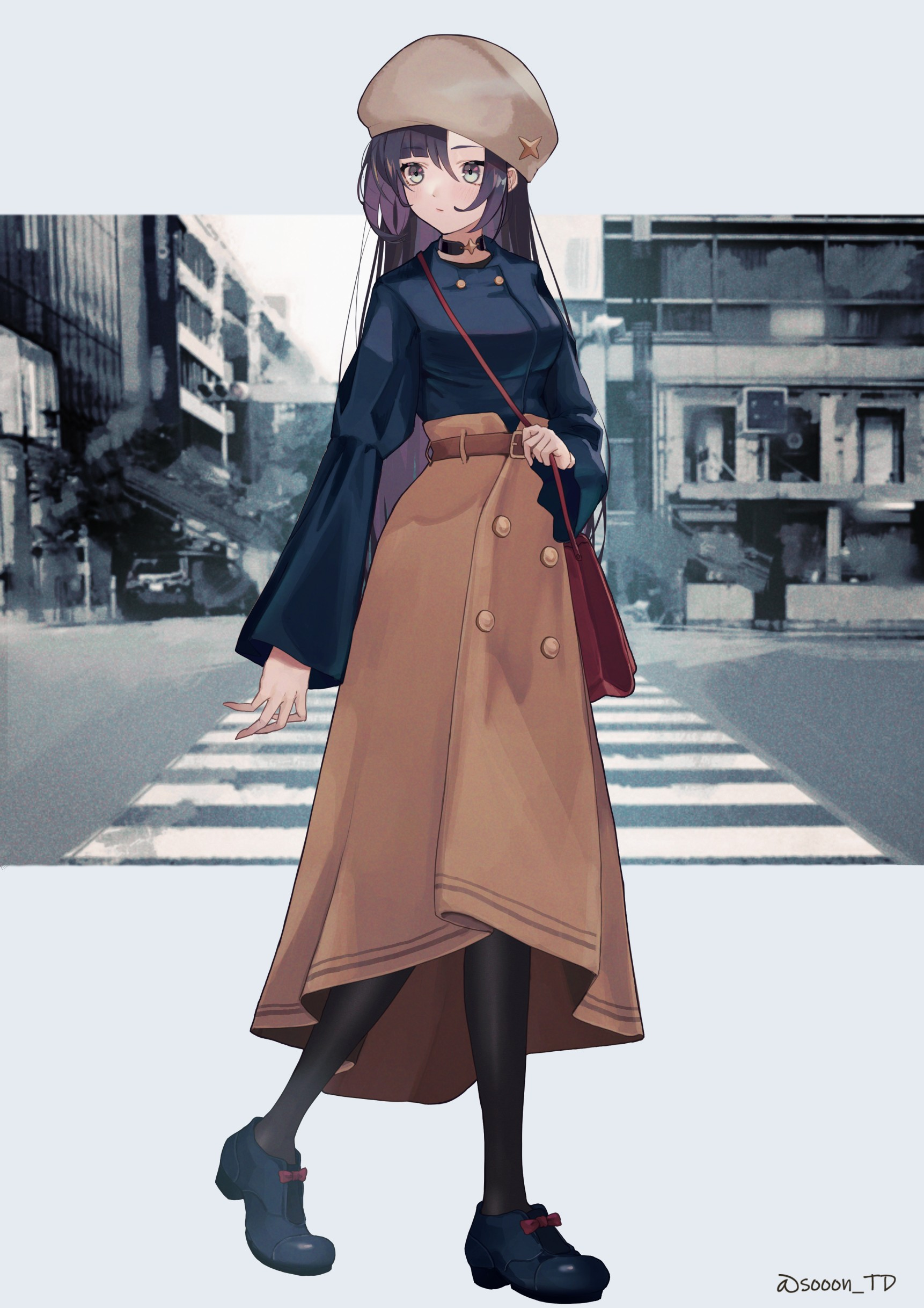 Anime 1722x2435 Genshin Impact Mona (Genshin Impact) Sooon TD anime girls casual crosswalk