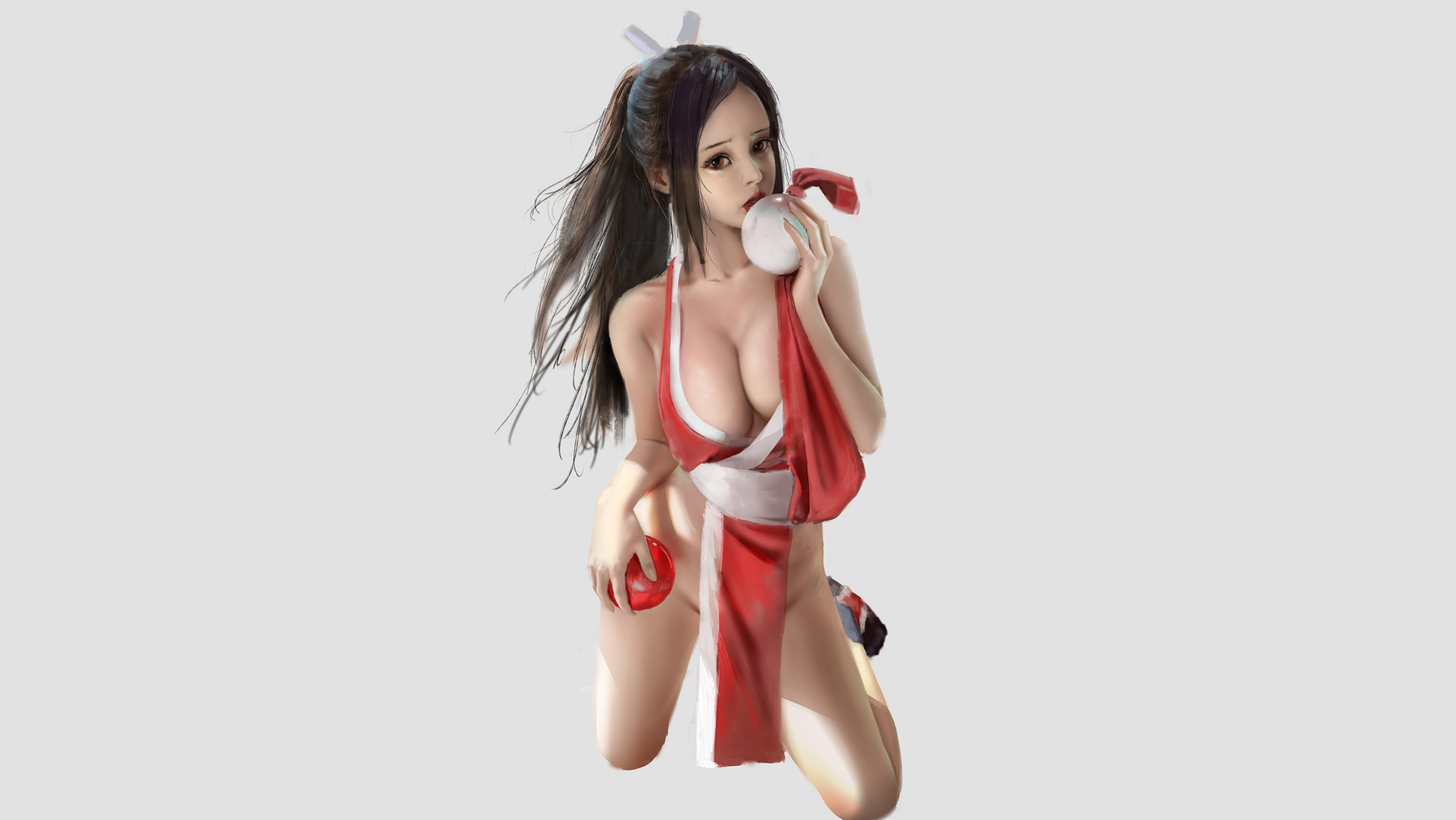 Anime 2947x1660 anime girls original characters red dress Ydiya Kai cleavage