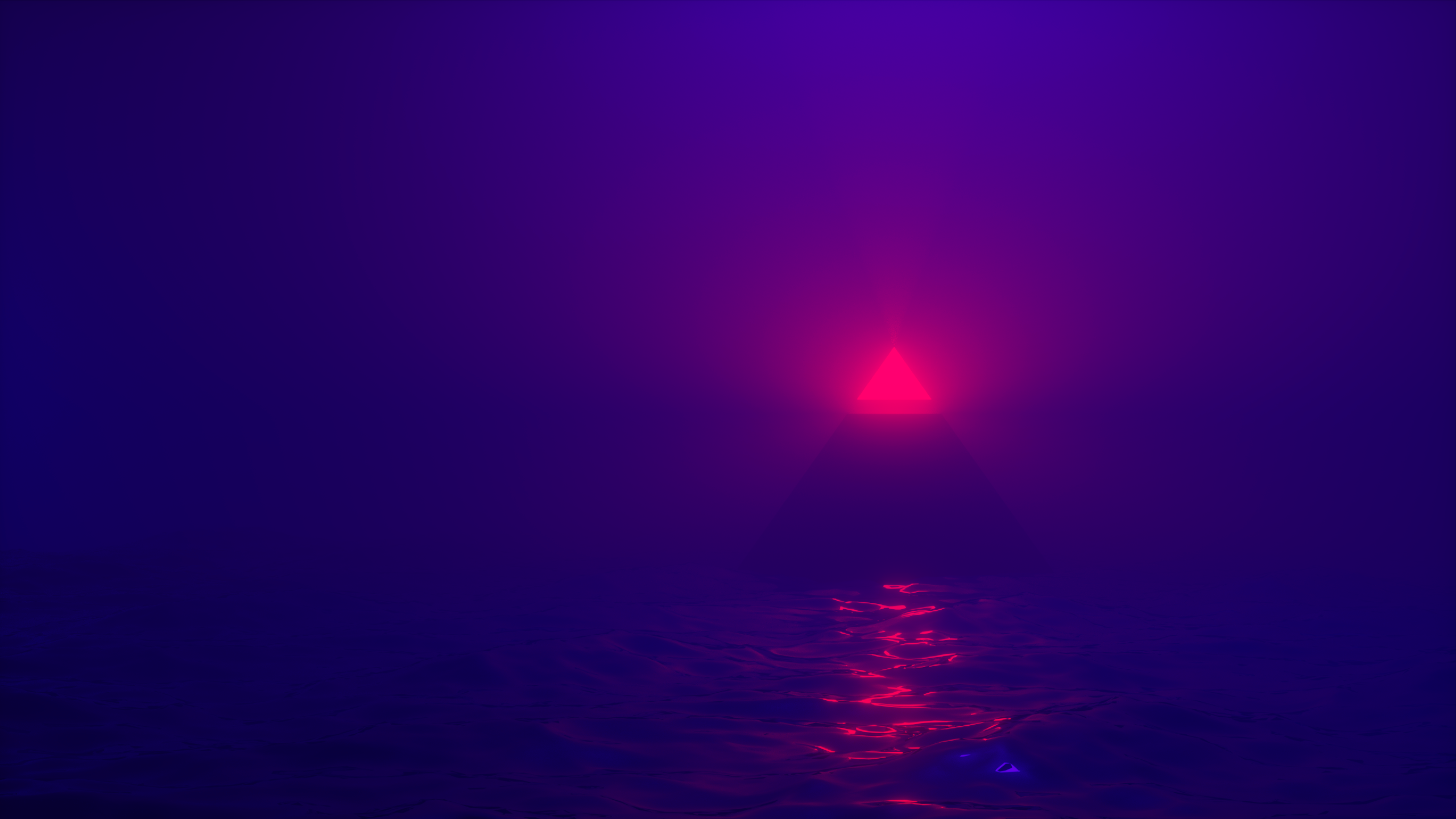 General 2560x1440 pyramid water abstract Blender blue purple red neon geometry light effects