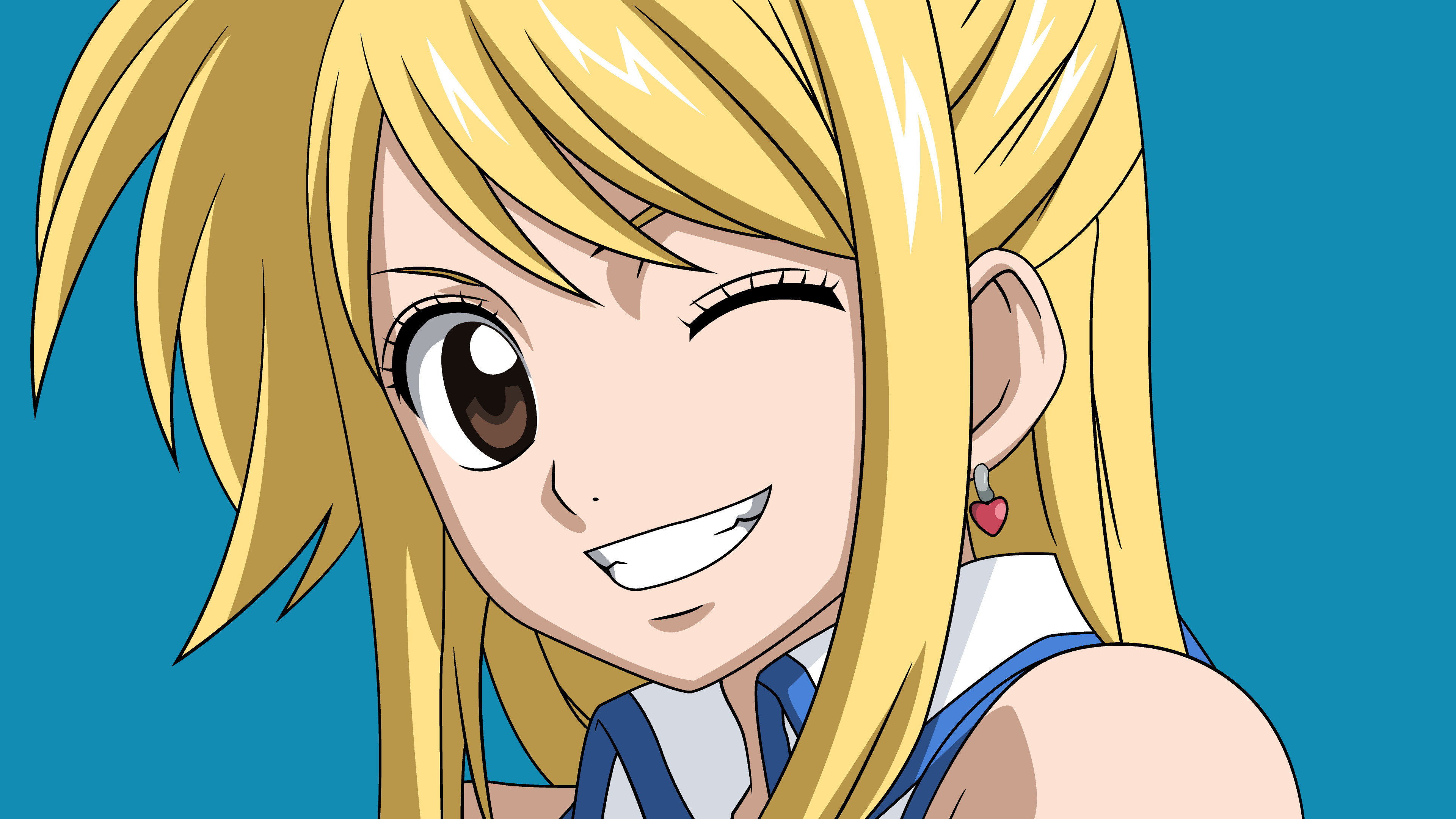 Anime 3840x2160 anime girls Fairy Tail Heartfilia Lucy  blonde smiling wink