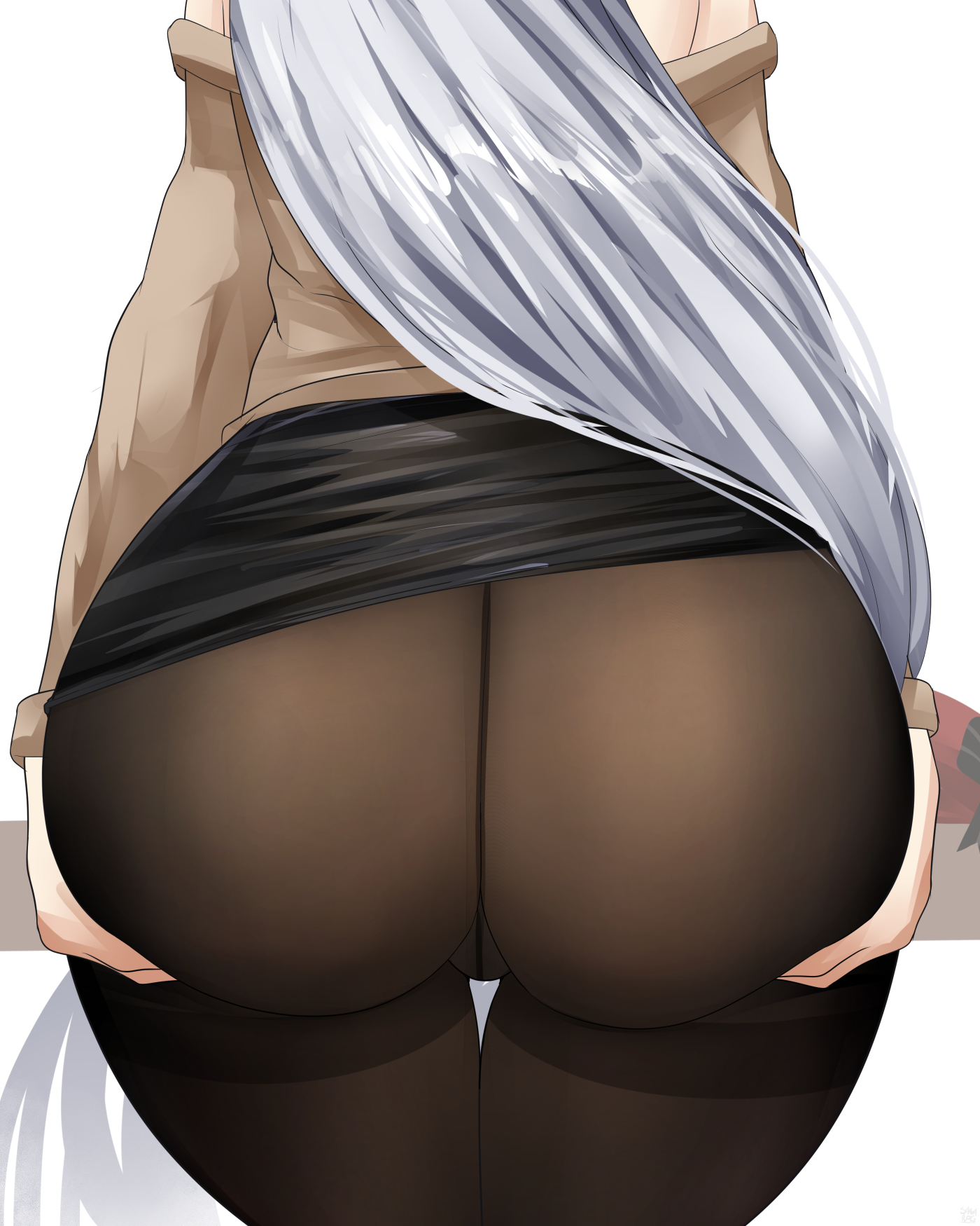 Anime 1400x1750 Azur Lane Belfast (Azur Lane) anime girls SANA!RPG pantyhose ass white hair portrait display