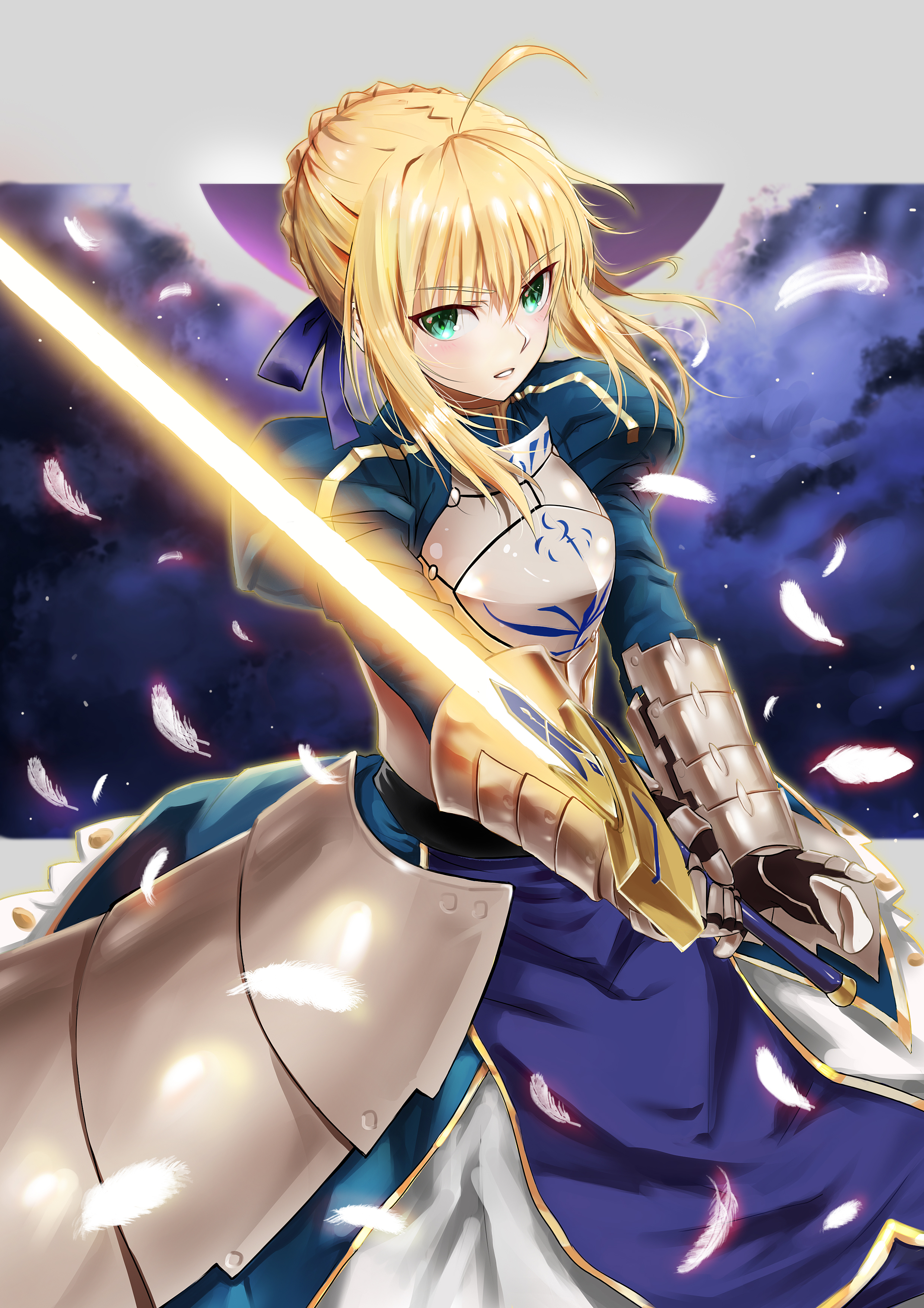 Anime 2480x3508 anime anime girls knight armor blonde Excalibur Artoria Pendragon Saber Fate series Fate/Stay Night Fate/Grand Order artwork digital art