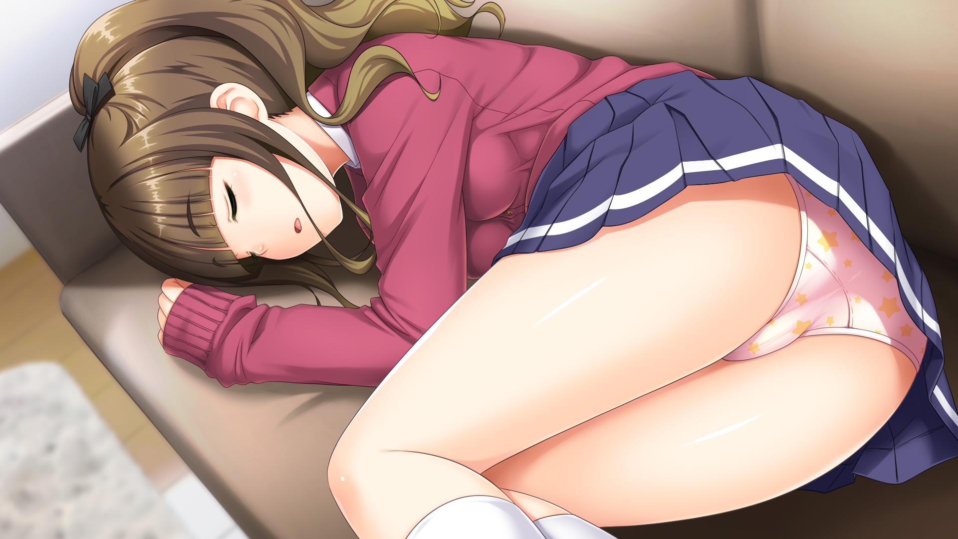 Anime 1920x1080 Nonohara Miki anime anime girls skirt panties sleeping