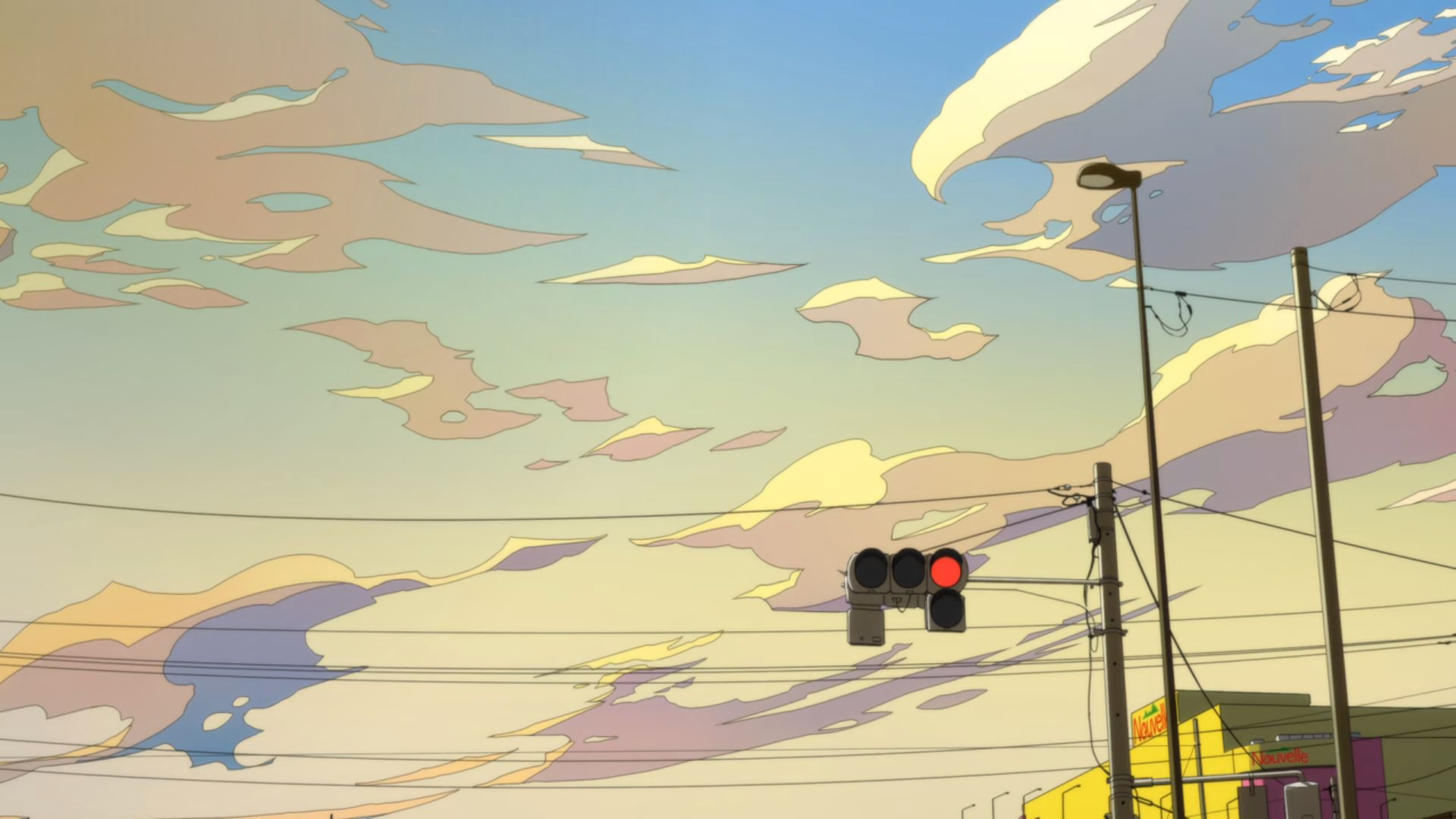 Anime 7680x4320 Words Bubble Up Like Soda Pop sky landscape wires clouds
