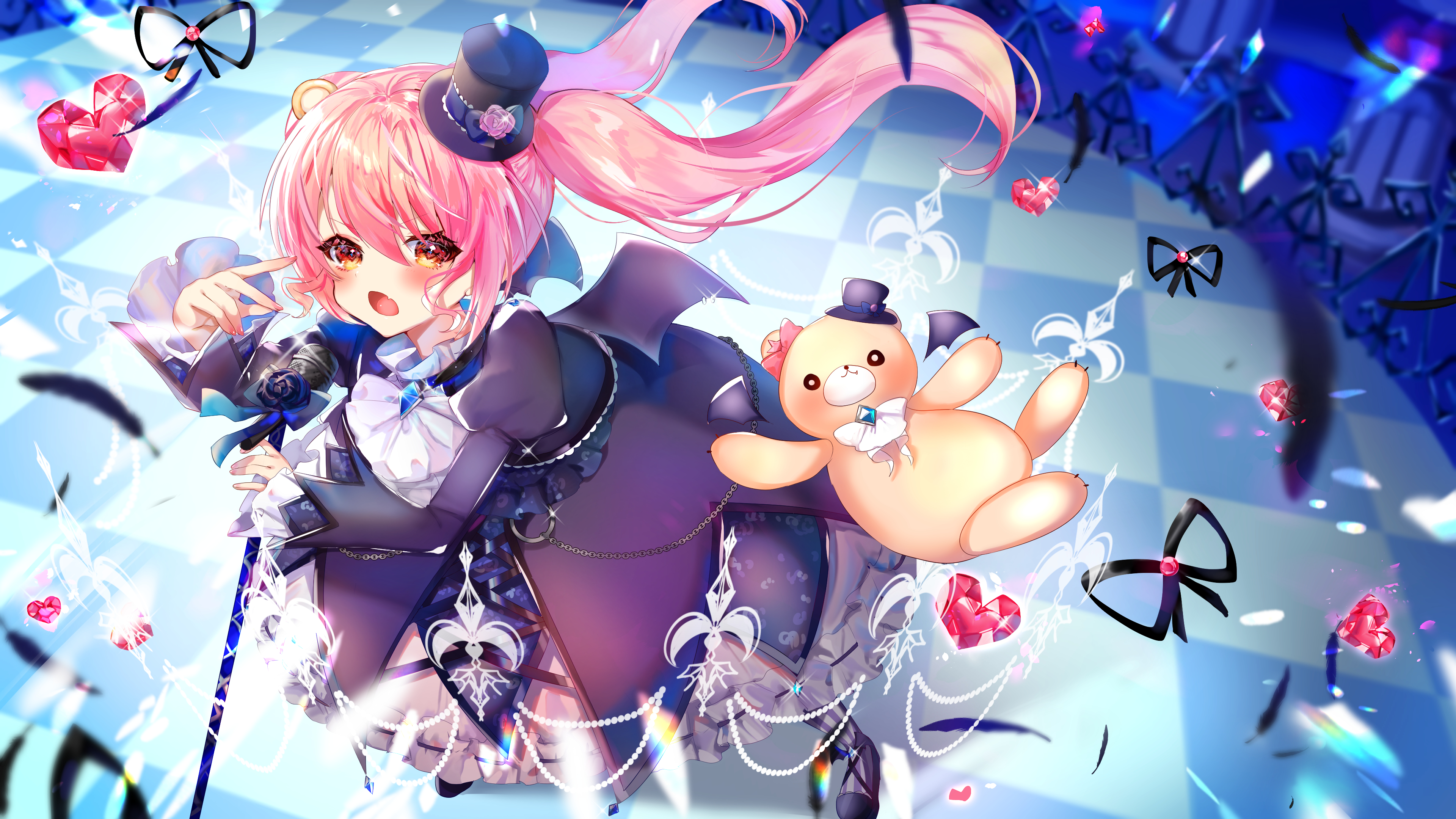 Anime 3840x2160 anime anime girls pink hair funny hats hat women with hats long hair open mouth gothic lolita twintails