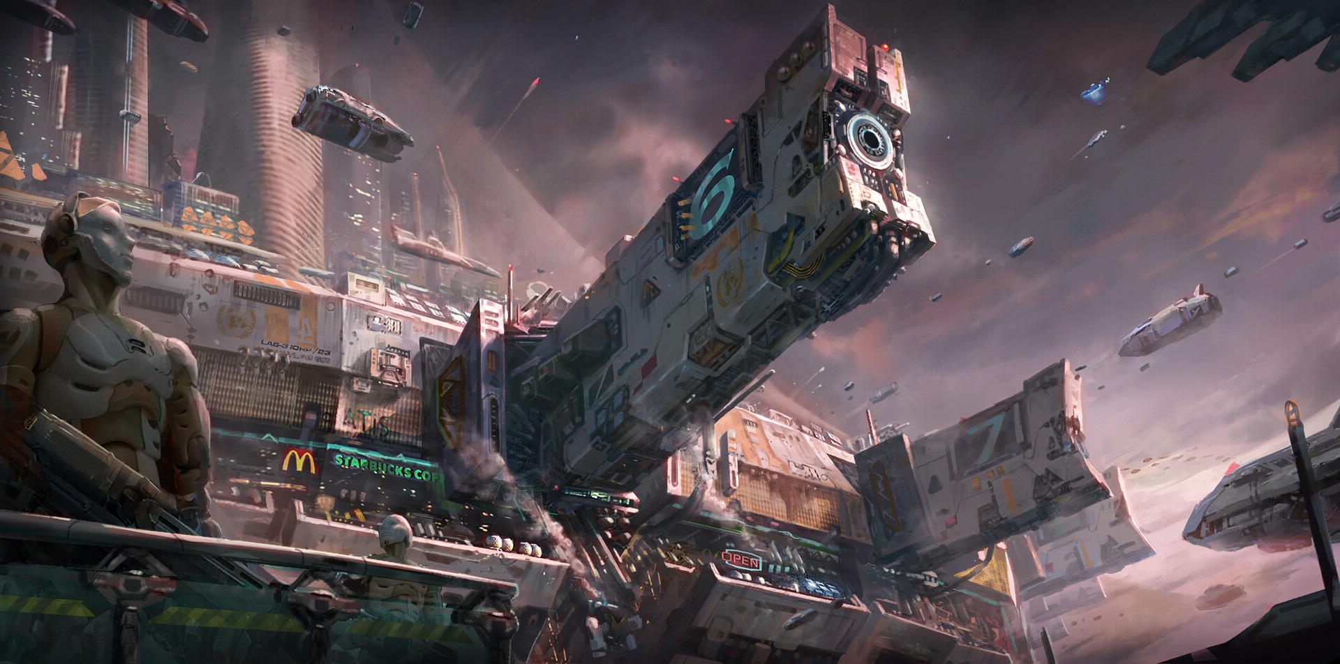 General 1920x952 artwork science fiction city futuristic docking Spaceport