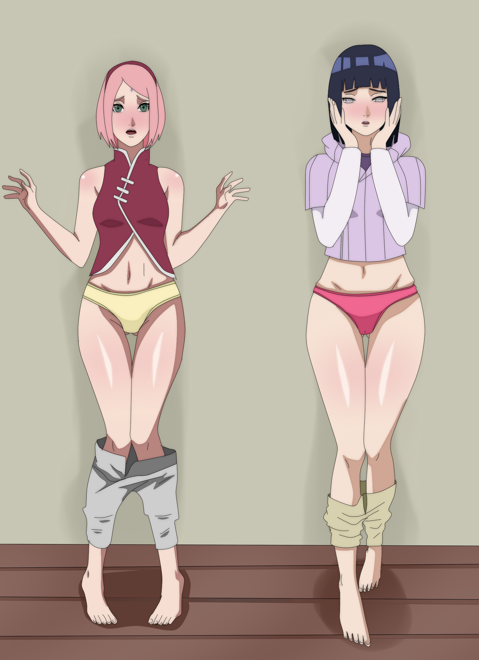 Anime 1600x2202 anime girls Hinata Hyūga (Naruto Shippuden) curvy panties N...