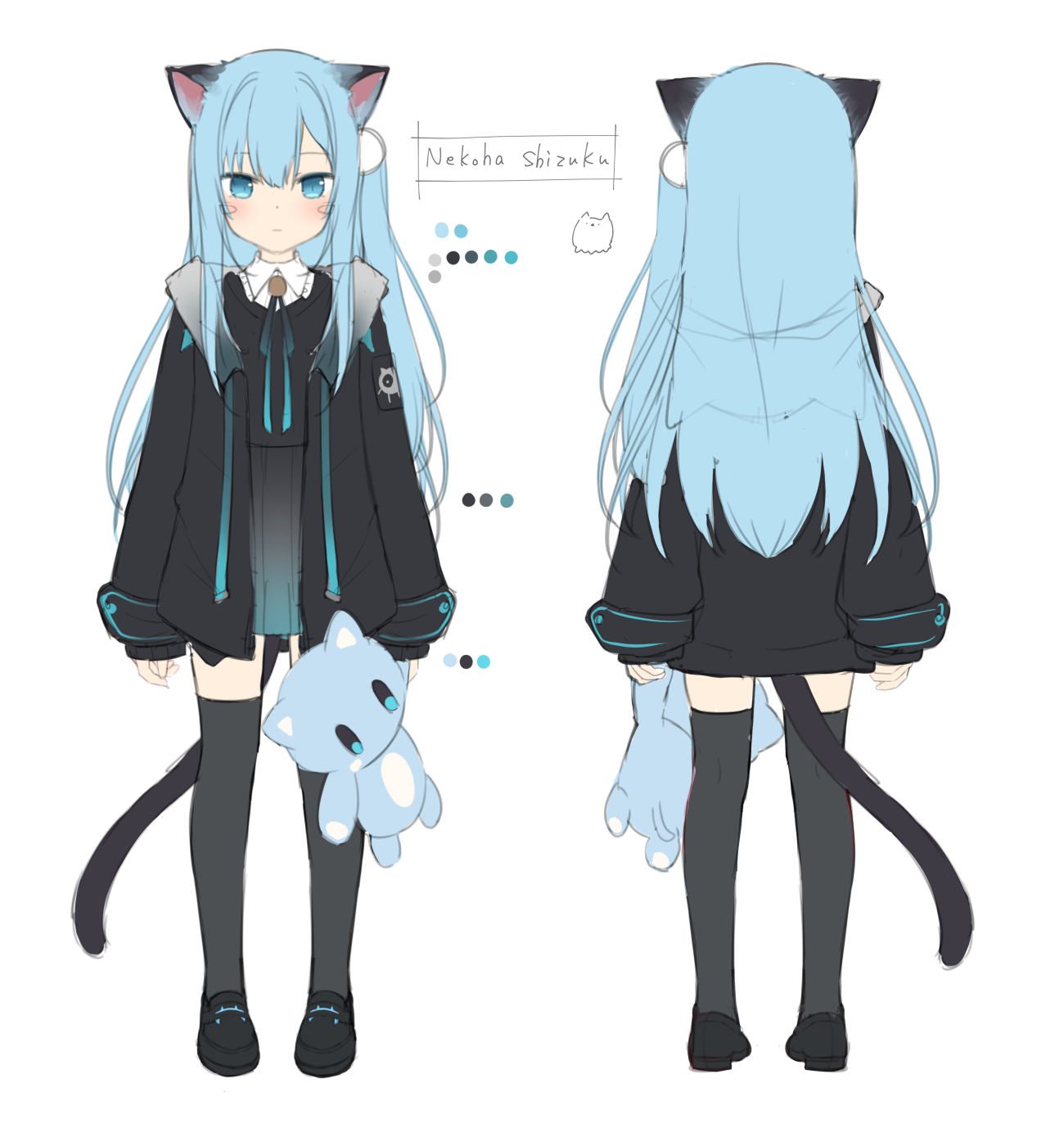 Anime 1300x1395 anime anime girls Amashiro Natsuki cat ears nekoha shizuku animal ears tail blue hair blue eyes loli