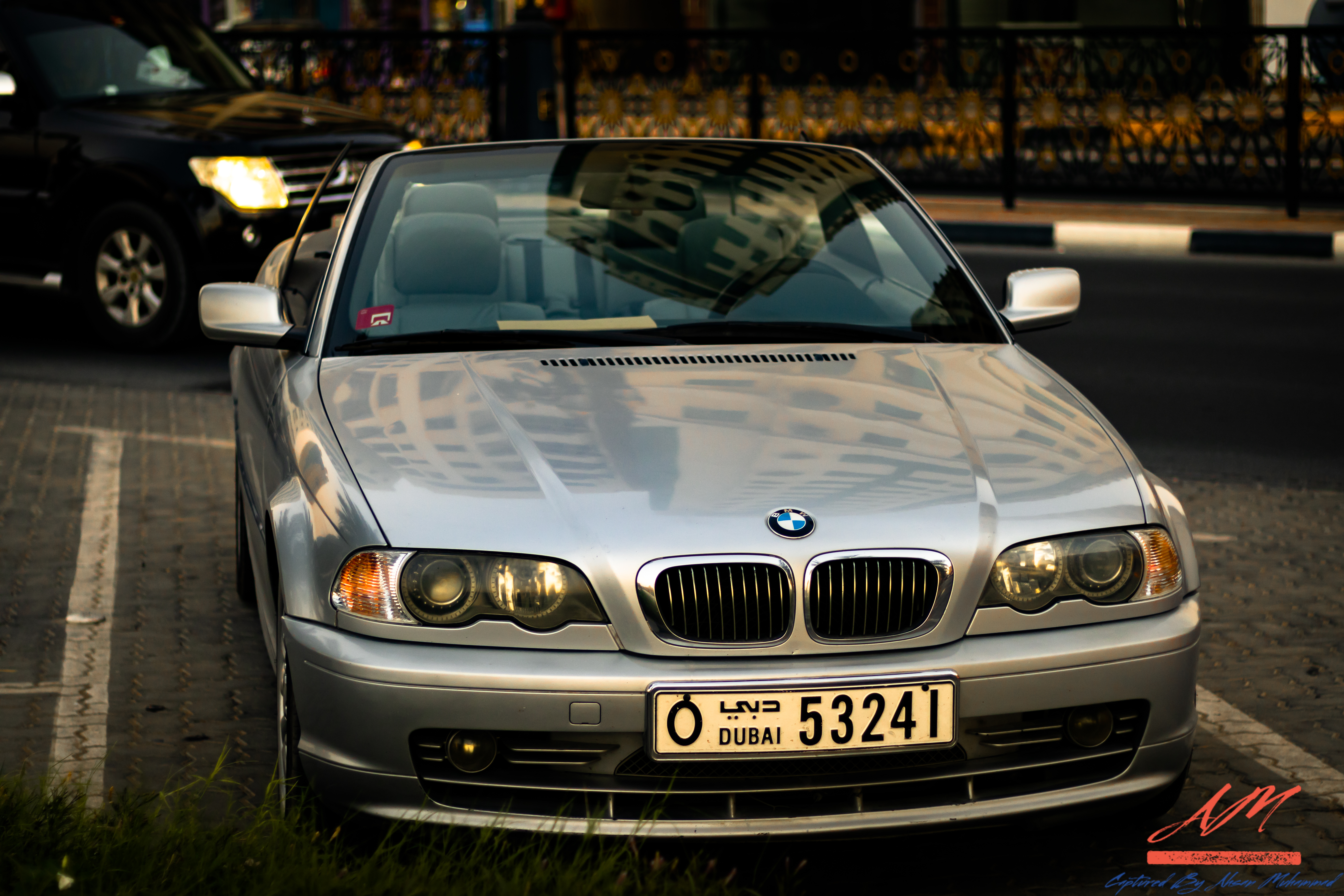 General 6000x4000 BMW E46 BMW convertible coupe silver cars German cars frontal view licence plates parking lot vehicle car headlights reflection signature grass