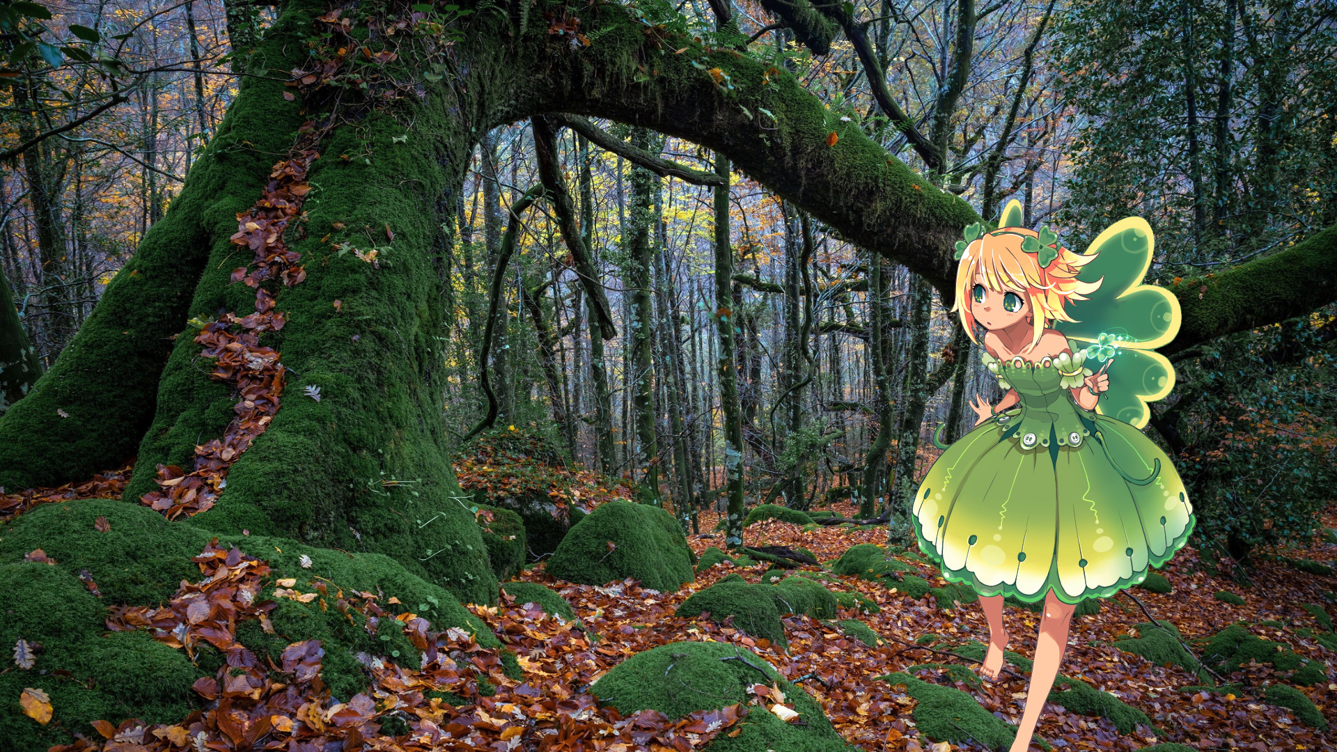 Anime 1920x1080 animeirl anime girls forest