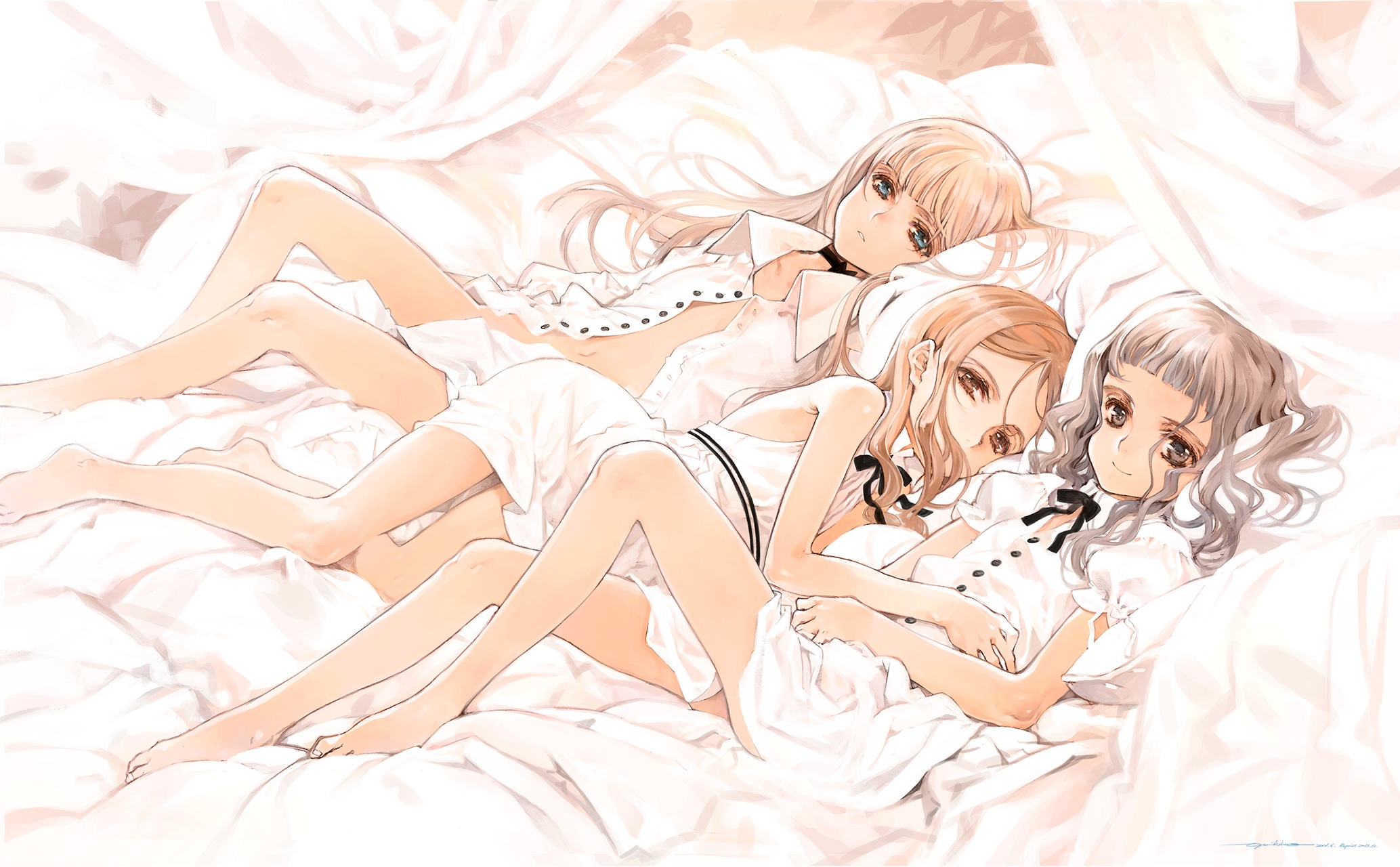 Anime 2067x1280 anime anime girls Oyari Ashito artwork in bed