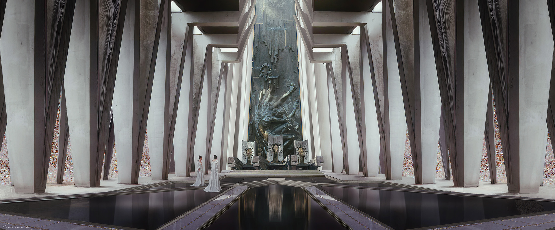 General 2200x914 artwork digital art white Throne Room throne