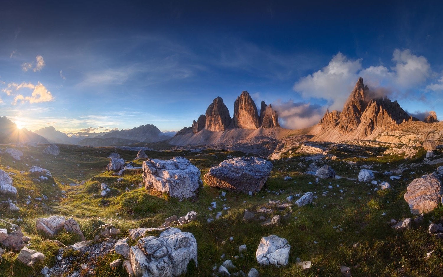 General 1500x938 landscape mountains rocks nature Dolomites grass clouds sunlight