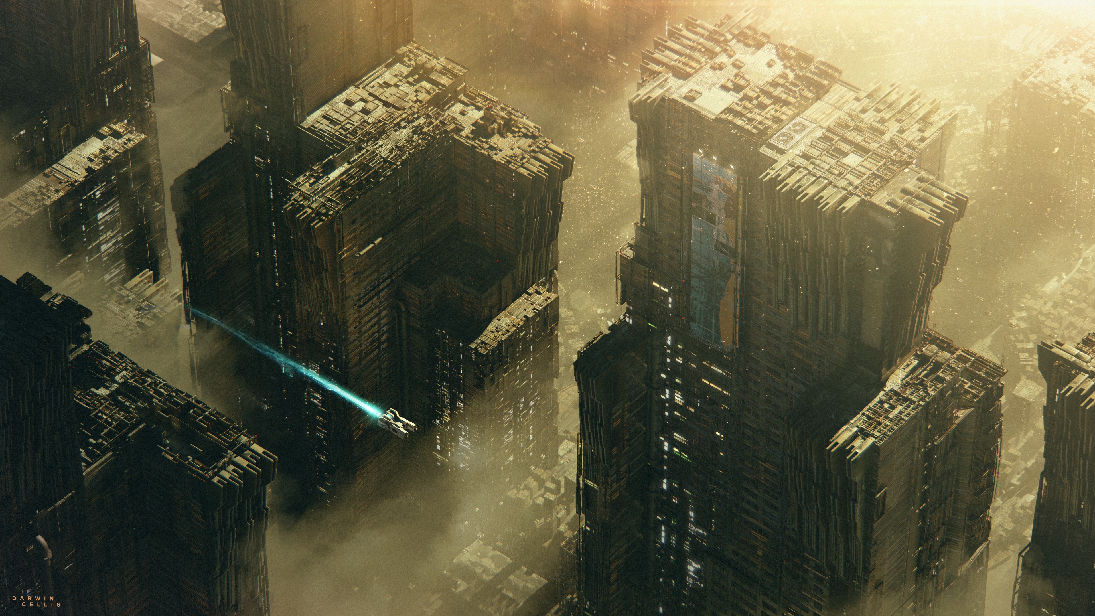 General 3840x2160 city cityscape futuristic cyberpunk spaceship digital art artwork CGI building architecture science fiction