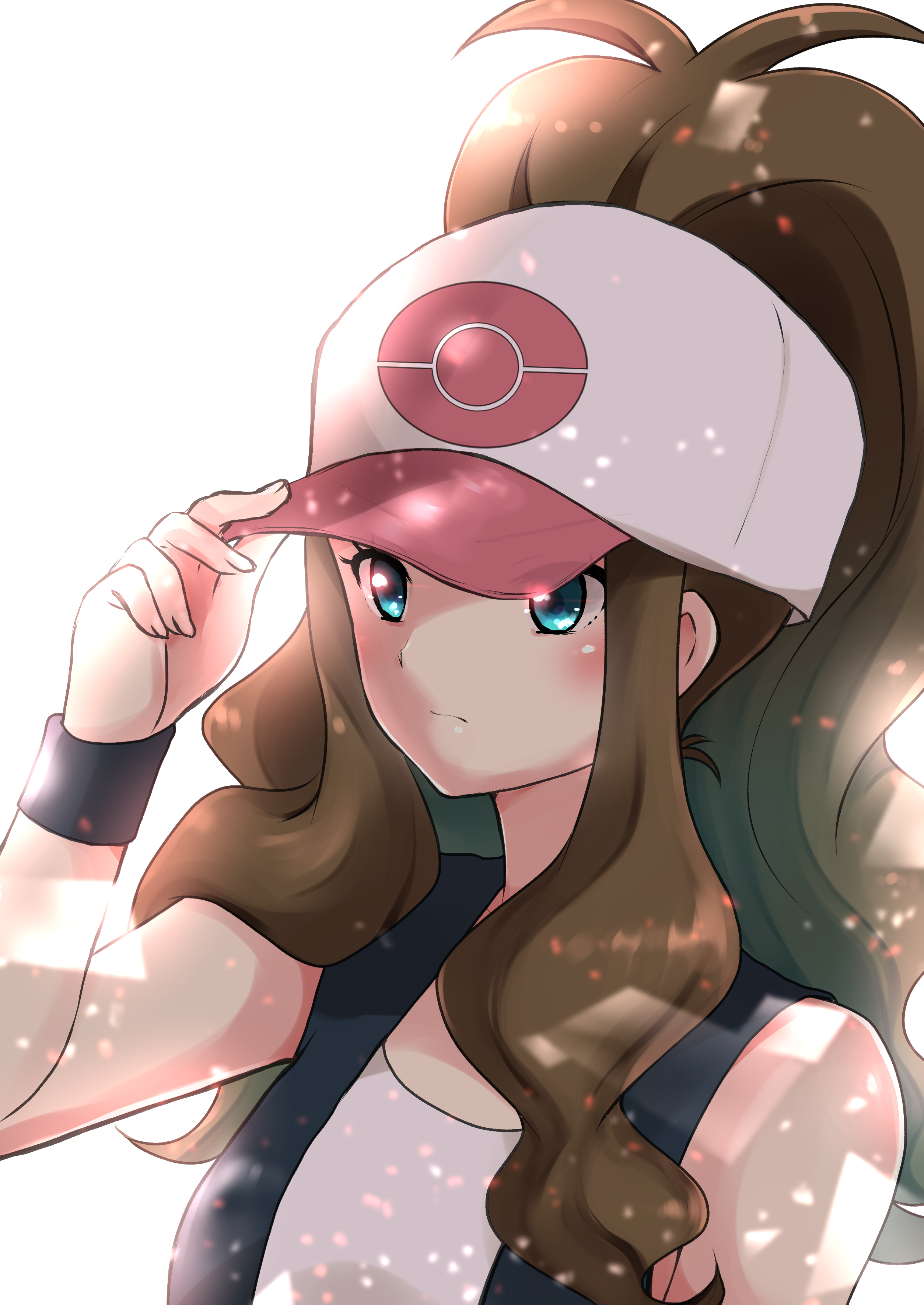 Anime 2508x3541 anime anime girls Pokémon Hilda (Pokémon) long hair brunette ponytail solo artwork digital art fan art hat