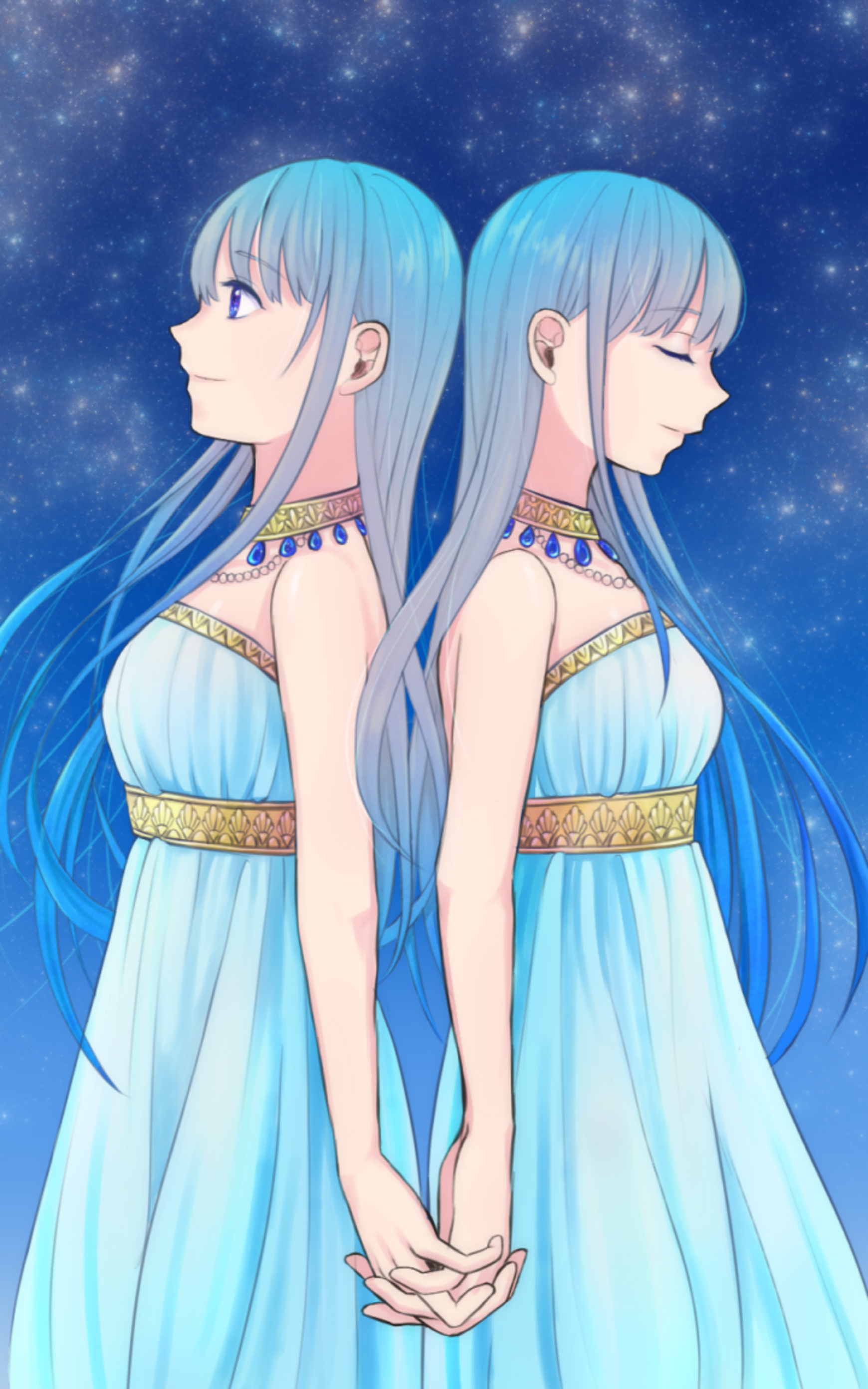 Anime 1740x2784 anime anime girls original characters twins two women artwork digital art fan art