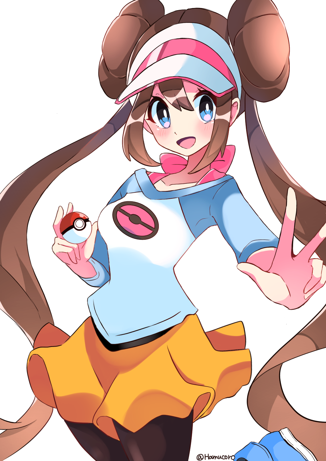 Anime 1061x1500 anime anime girls Pokémon Rosa (Pokémon) long hair twintails brunette solo artwork digital art fan art hat Poke Ball skirt