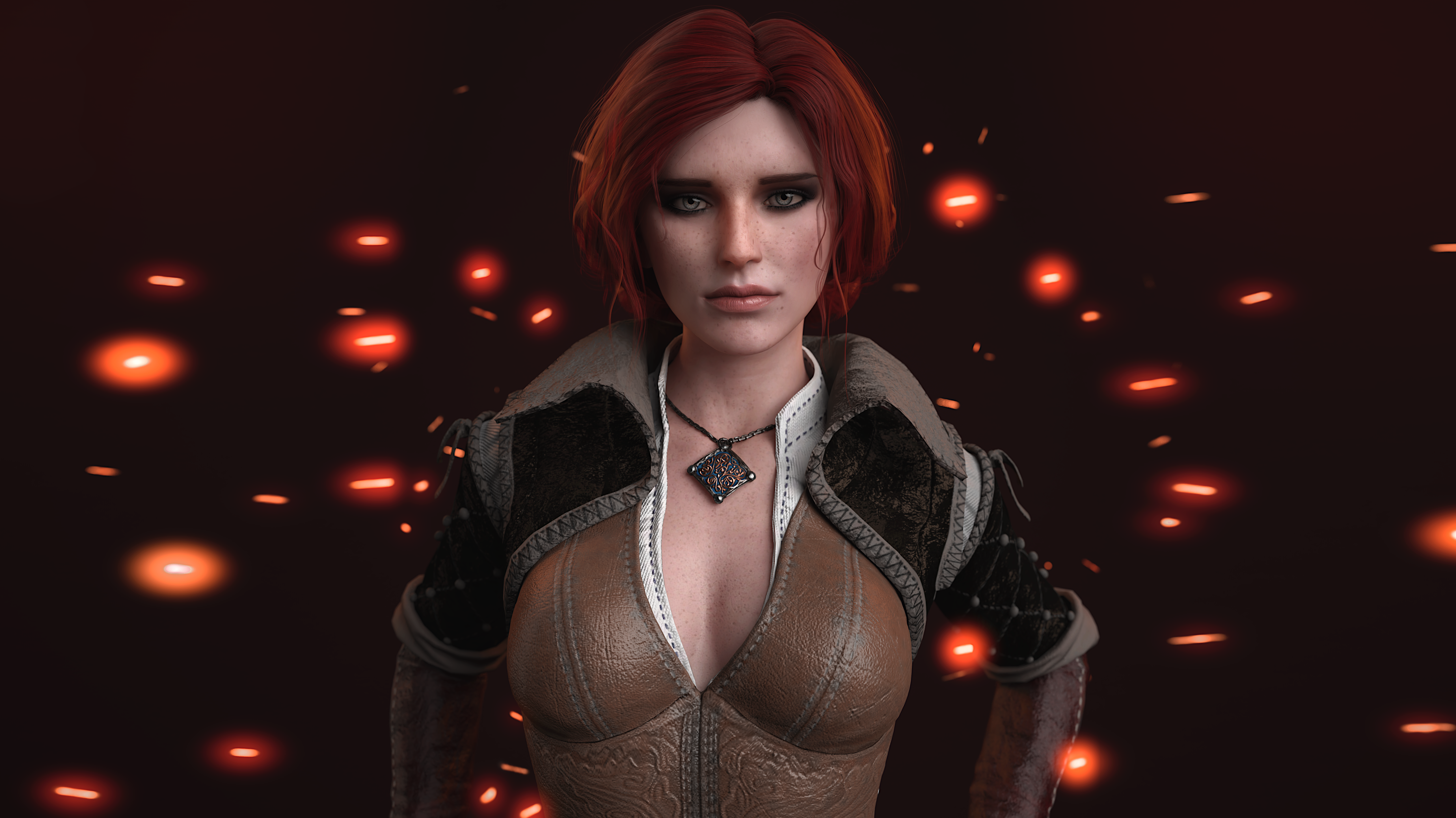 General 5150x2897 Triss Merigold The Witcher video games video game girls video game characters women fantasy art video game art fantasy girl necklace redhead face shoulder length hair sparkles PC gaming The Witcher 3: Wild Hunt Miss Ally